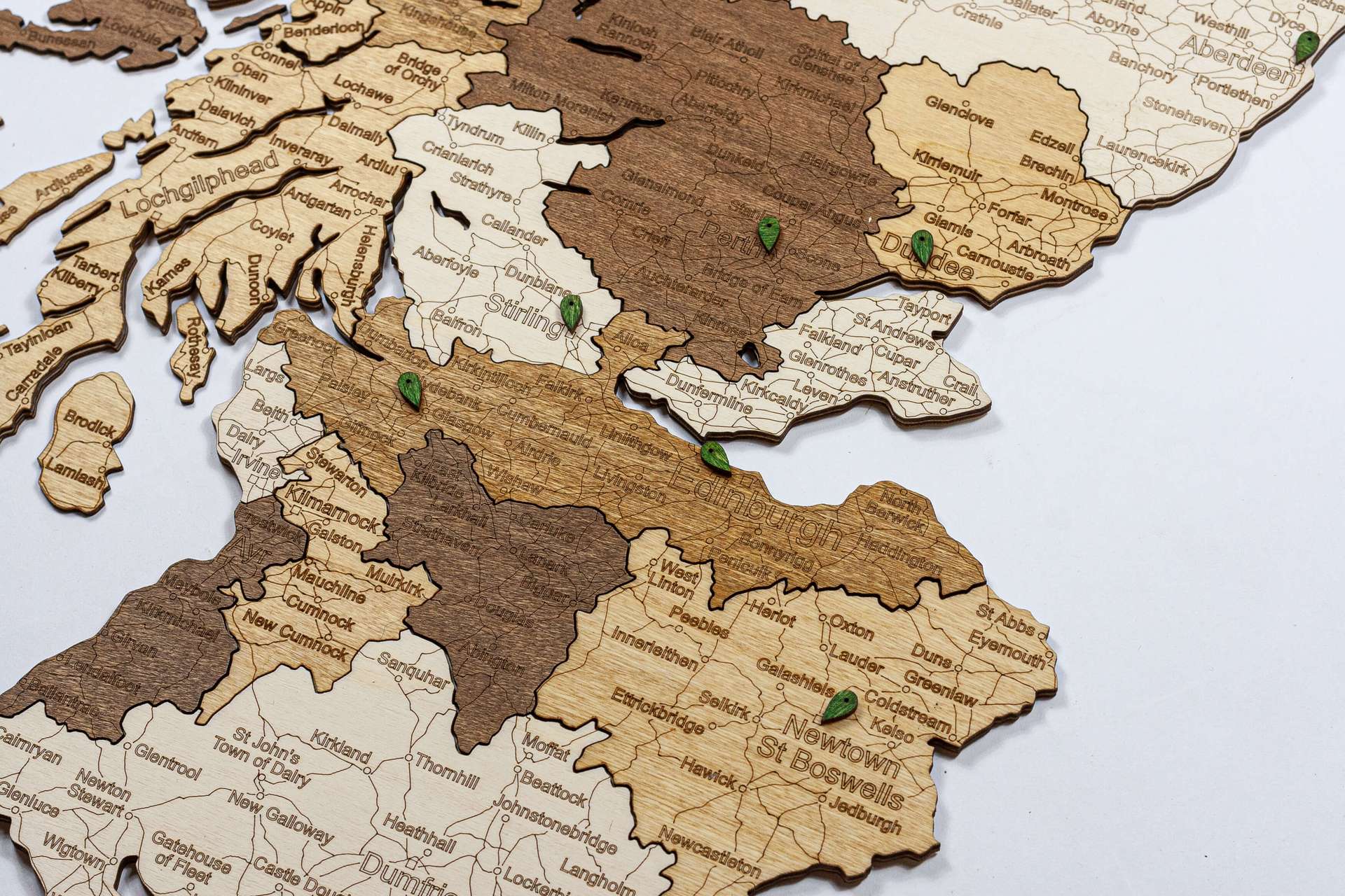 Scotland Wooden Map