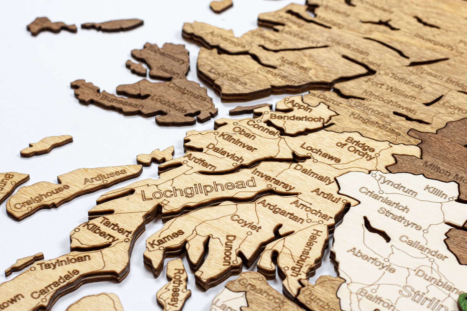 Scotland Wooden Map