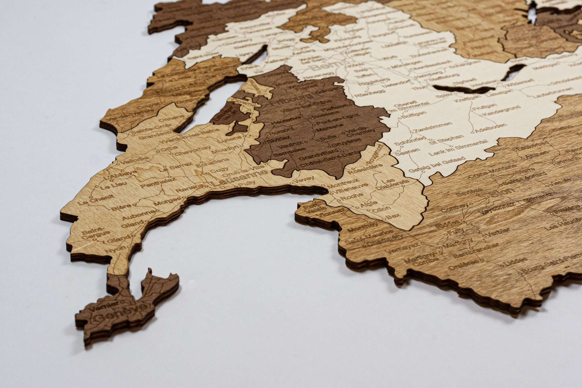 Switzerland Wooden Map
