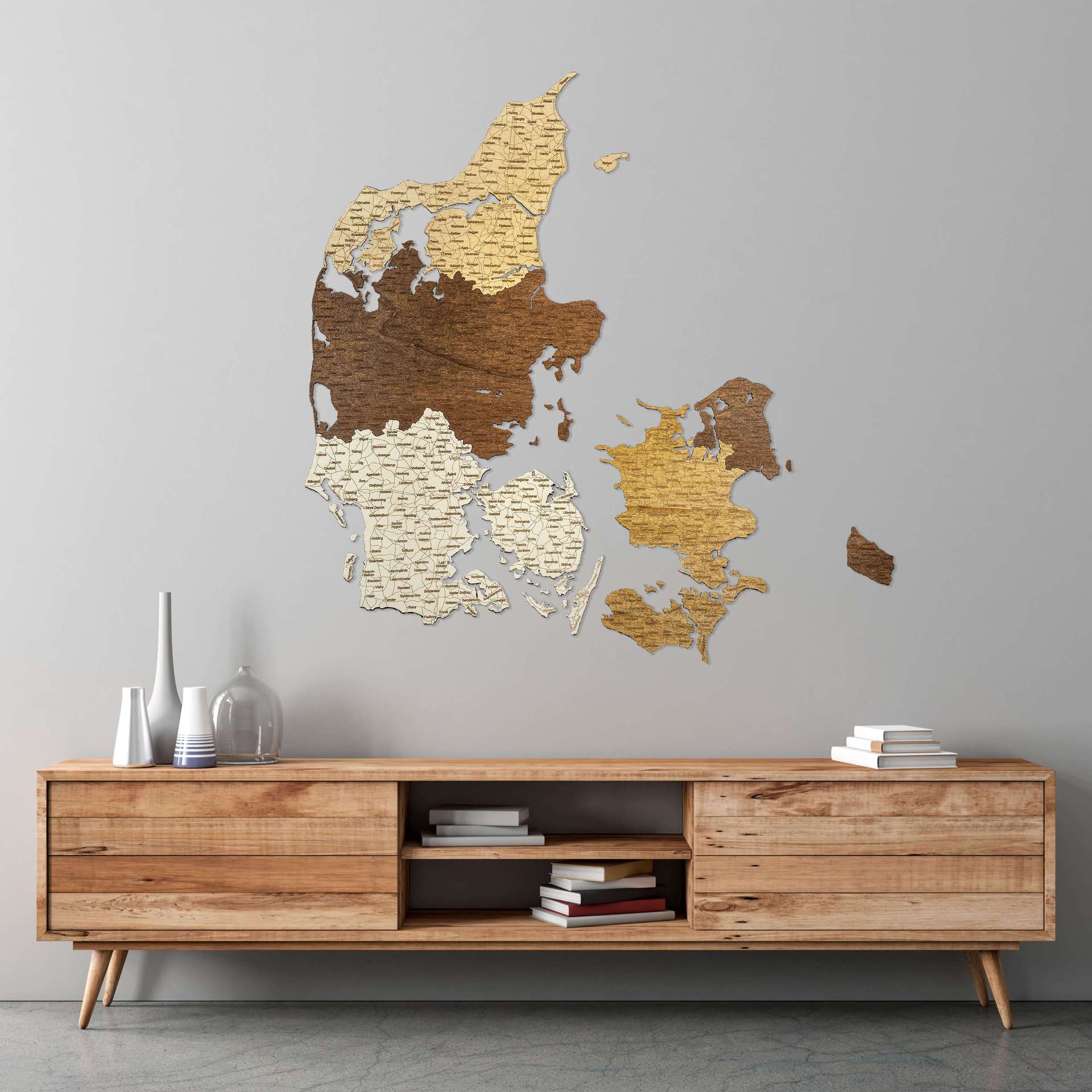 Denmark Wooden Map
