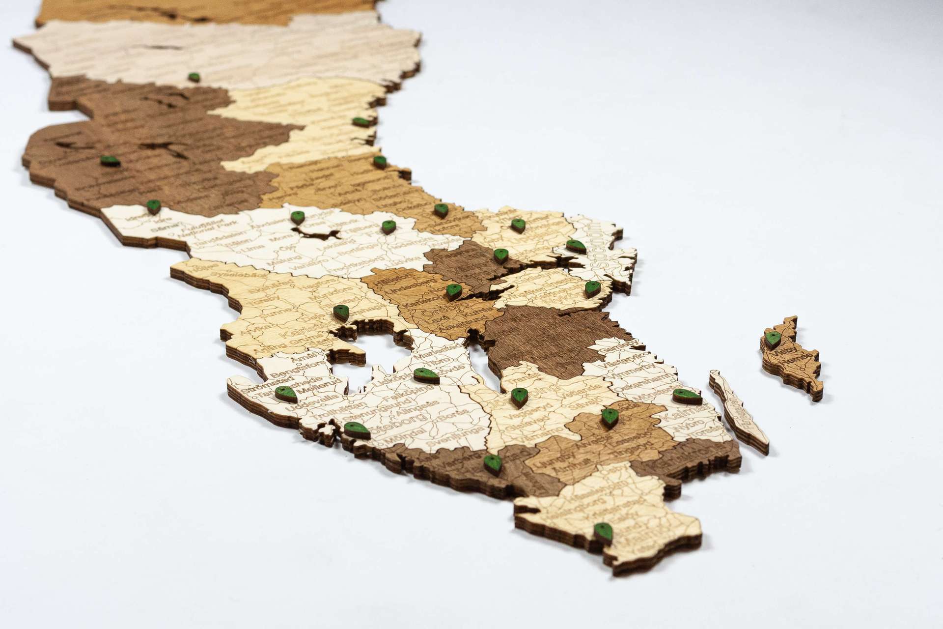 Sweden Wooden Map