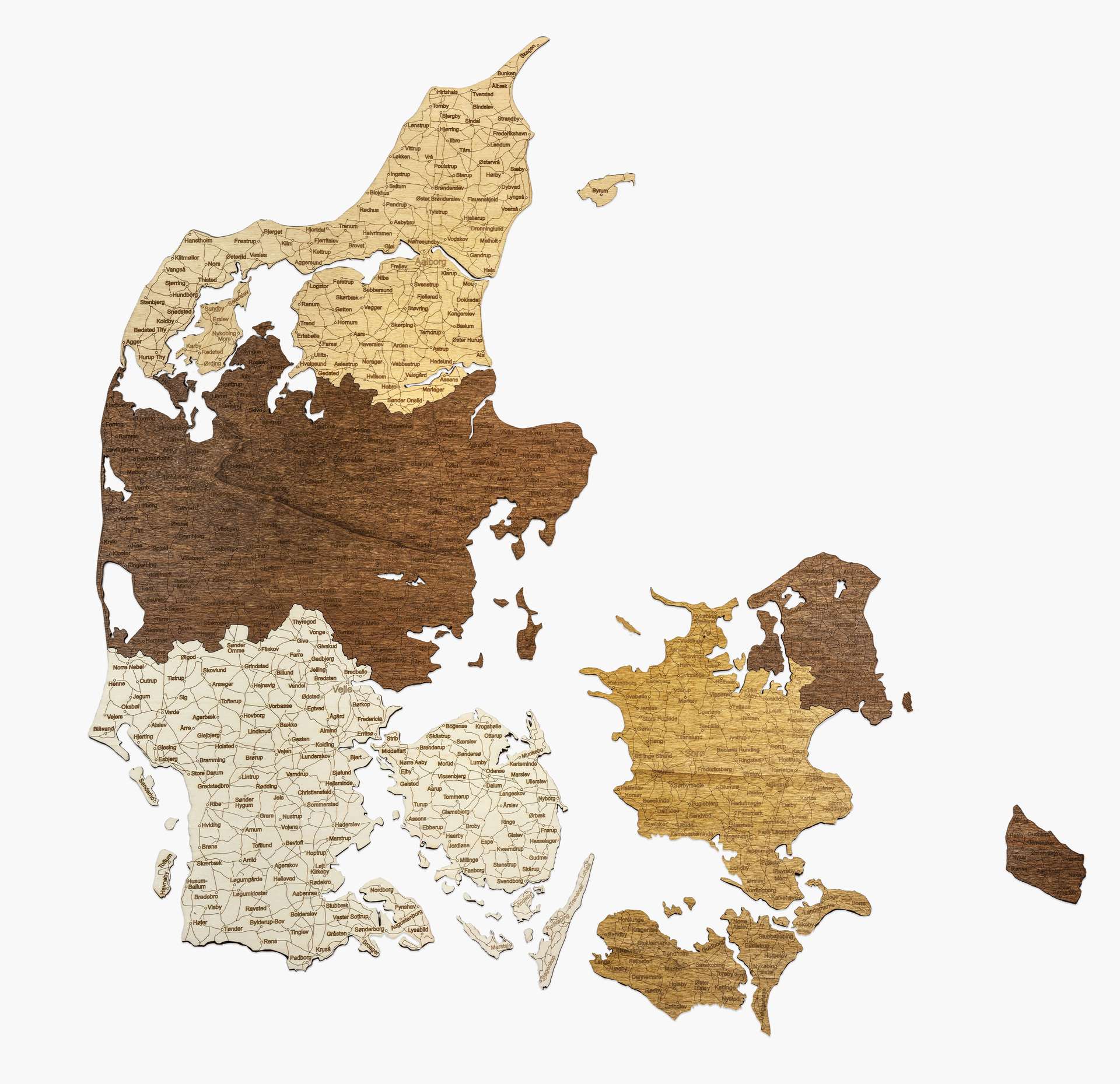 Denmark Wooden Map
