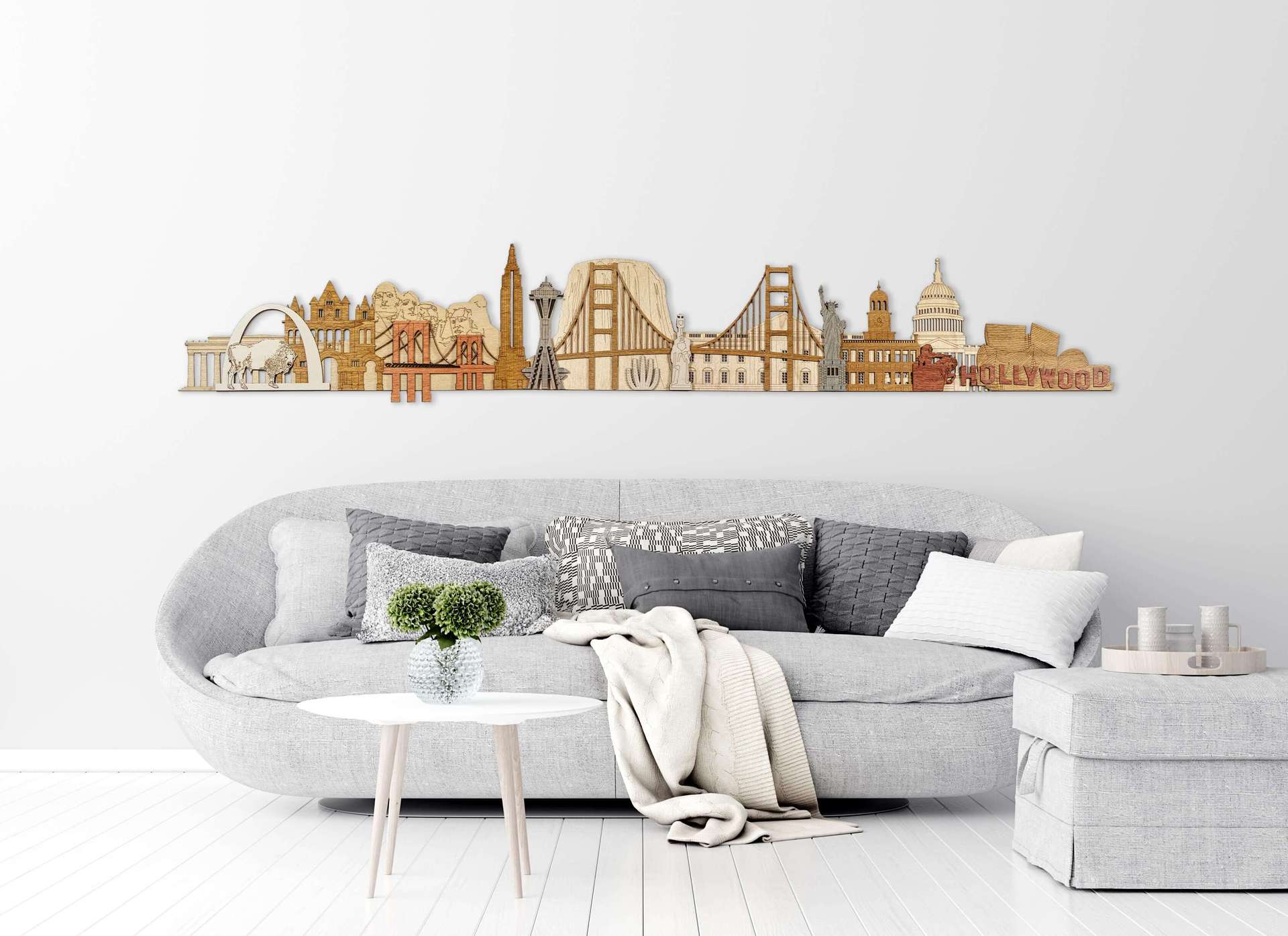 USA Landmarks Wooden Wall Panel