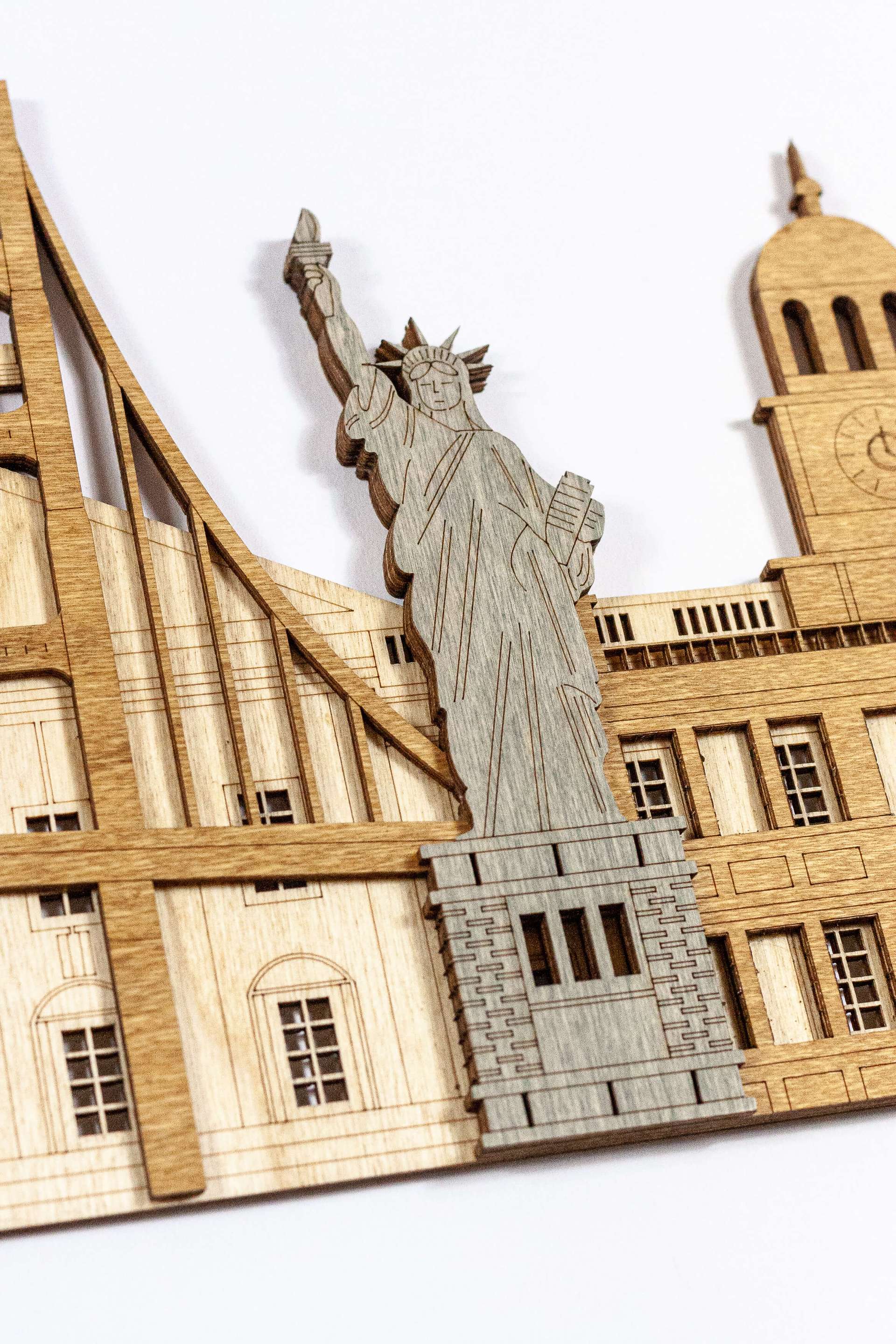 USA Landmarks Wooden Wall Panel