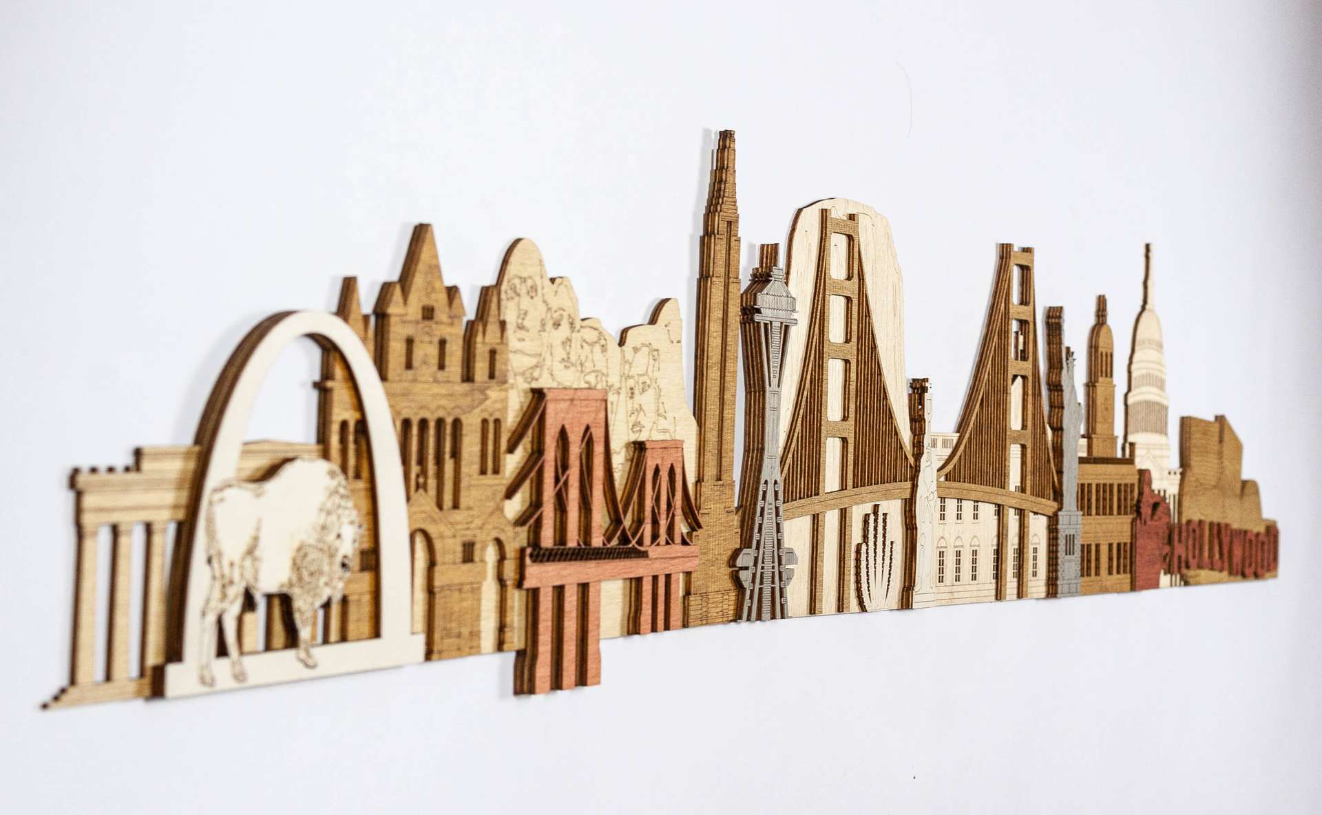 USA Landmarks Wooden Wall Panel
