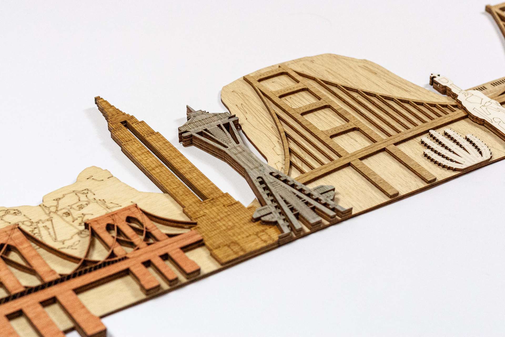 USA Landmarks Wooden Wall Panel