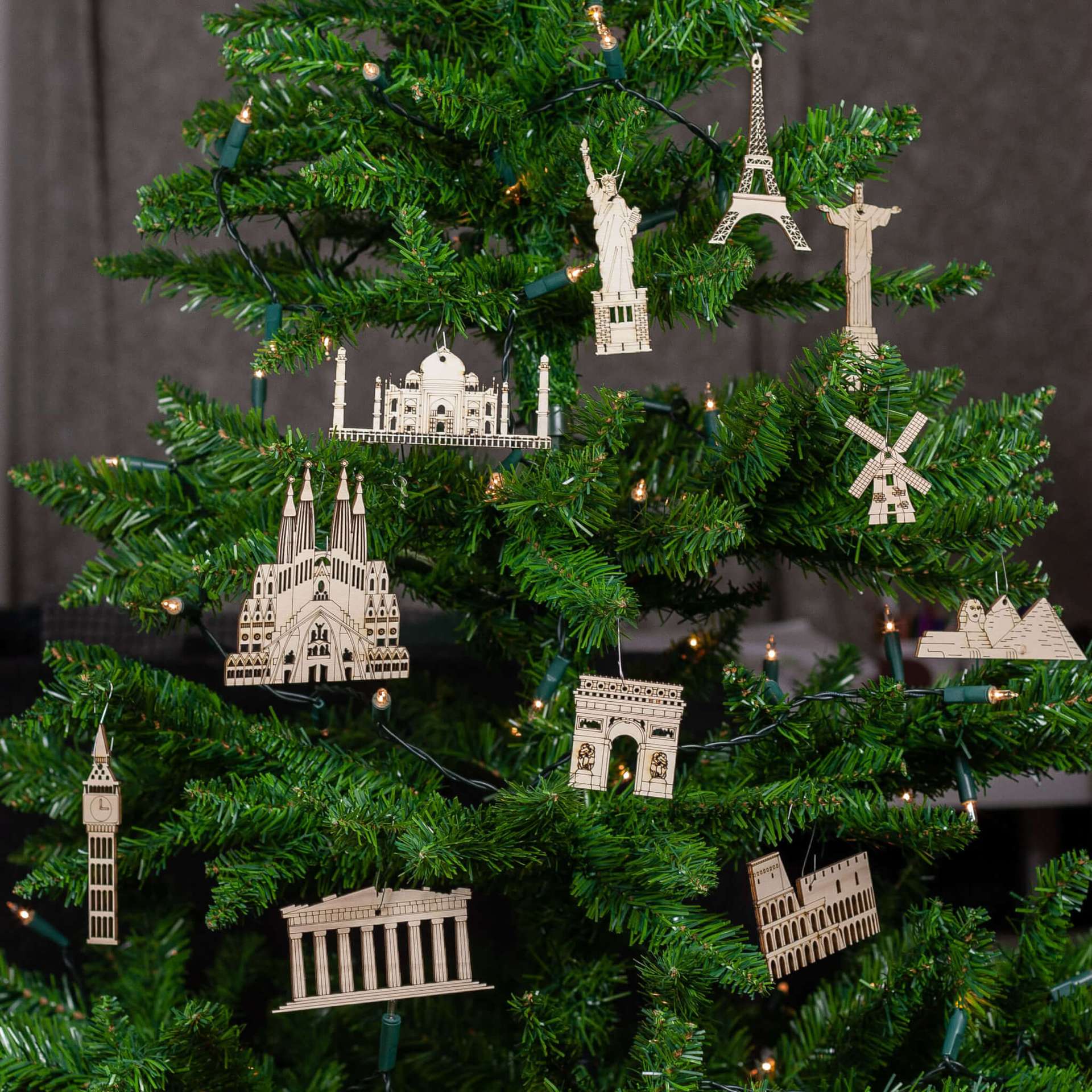 Wooden Landmark Ornaments