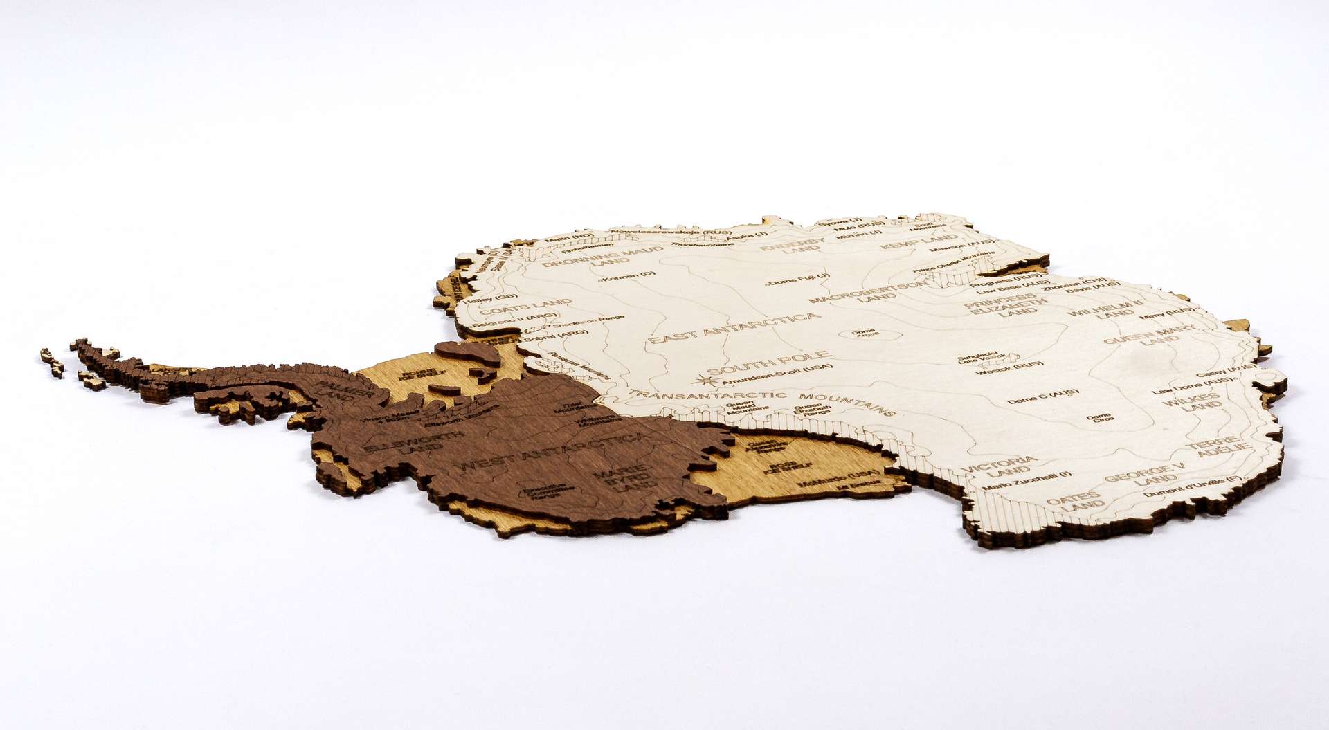 3D Wooden Map of Antarctica