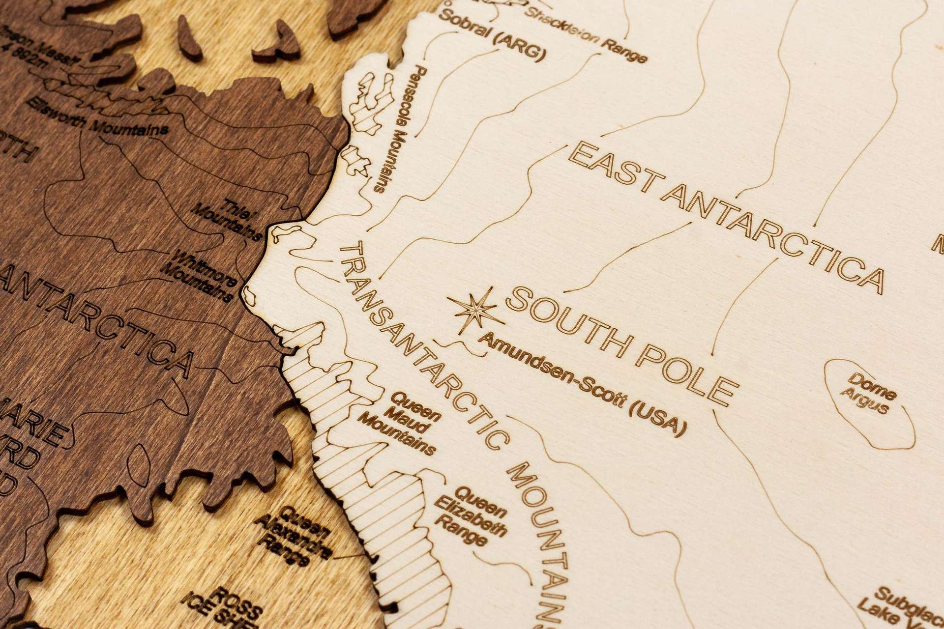 3D Wooden Map of Antarctica