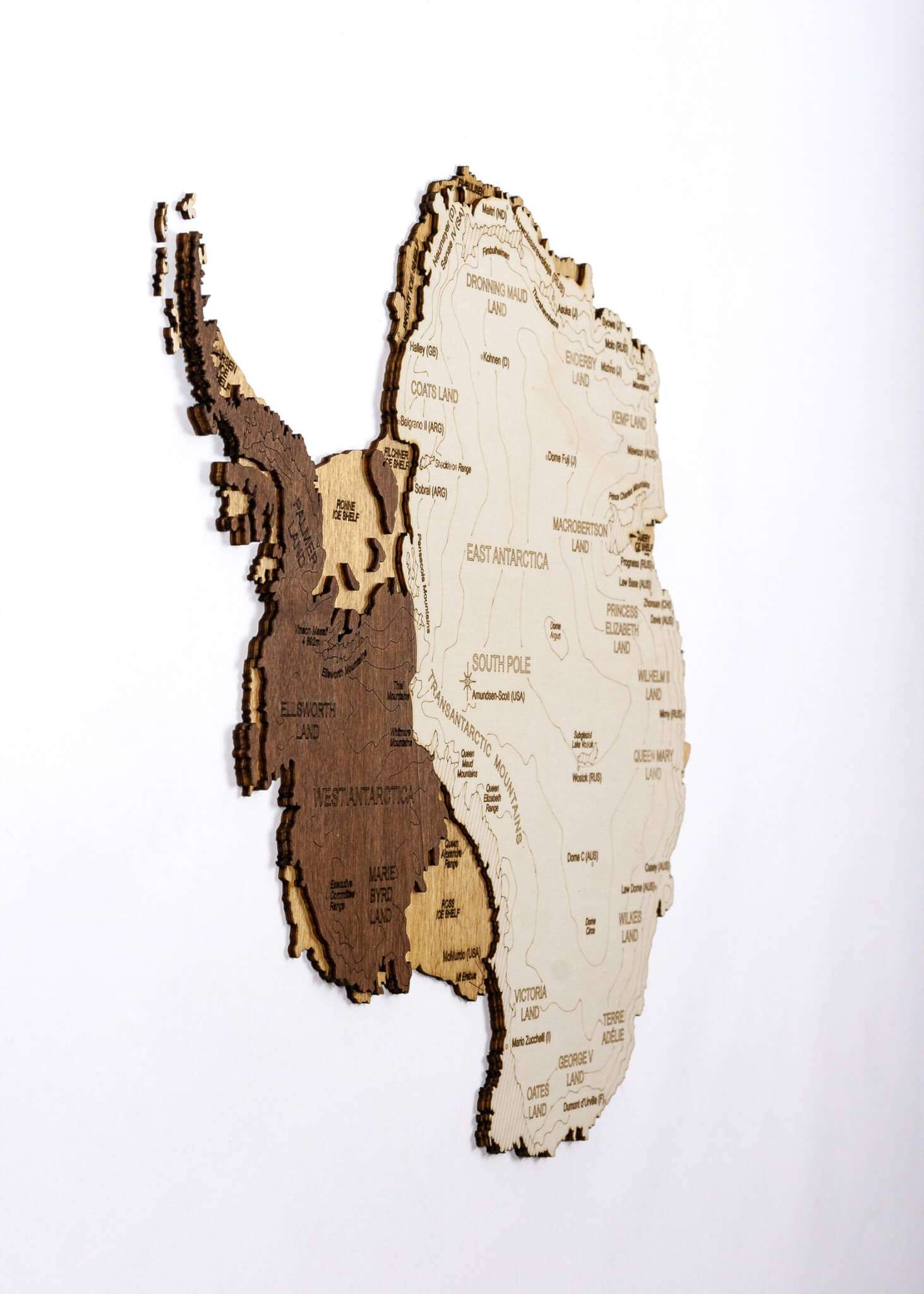 3D Wooden Map of Antarctica