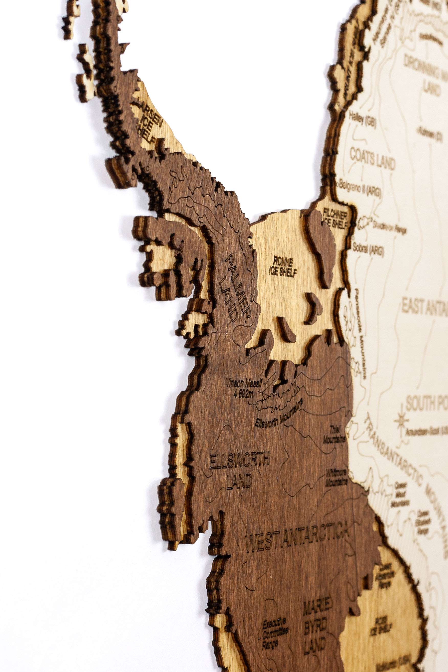3D Wooden Map of Antarctica
