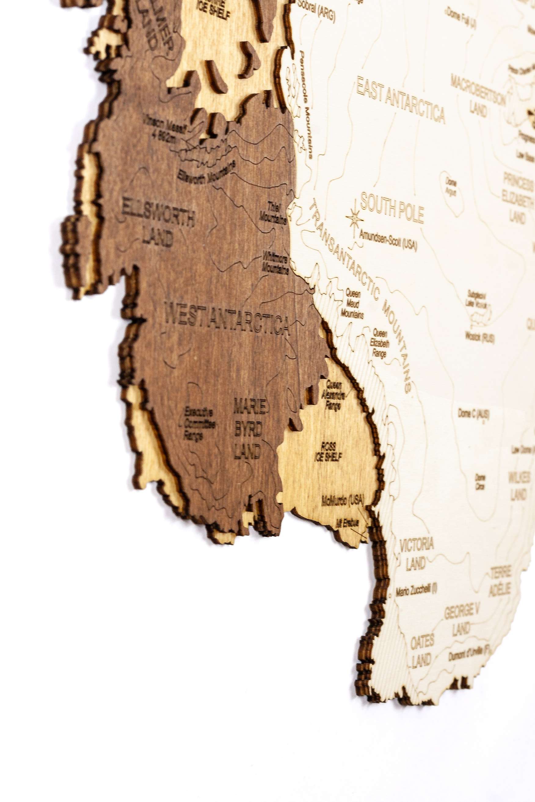 3D Wooden Map of Antarctica