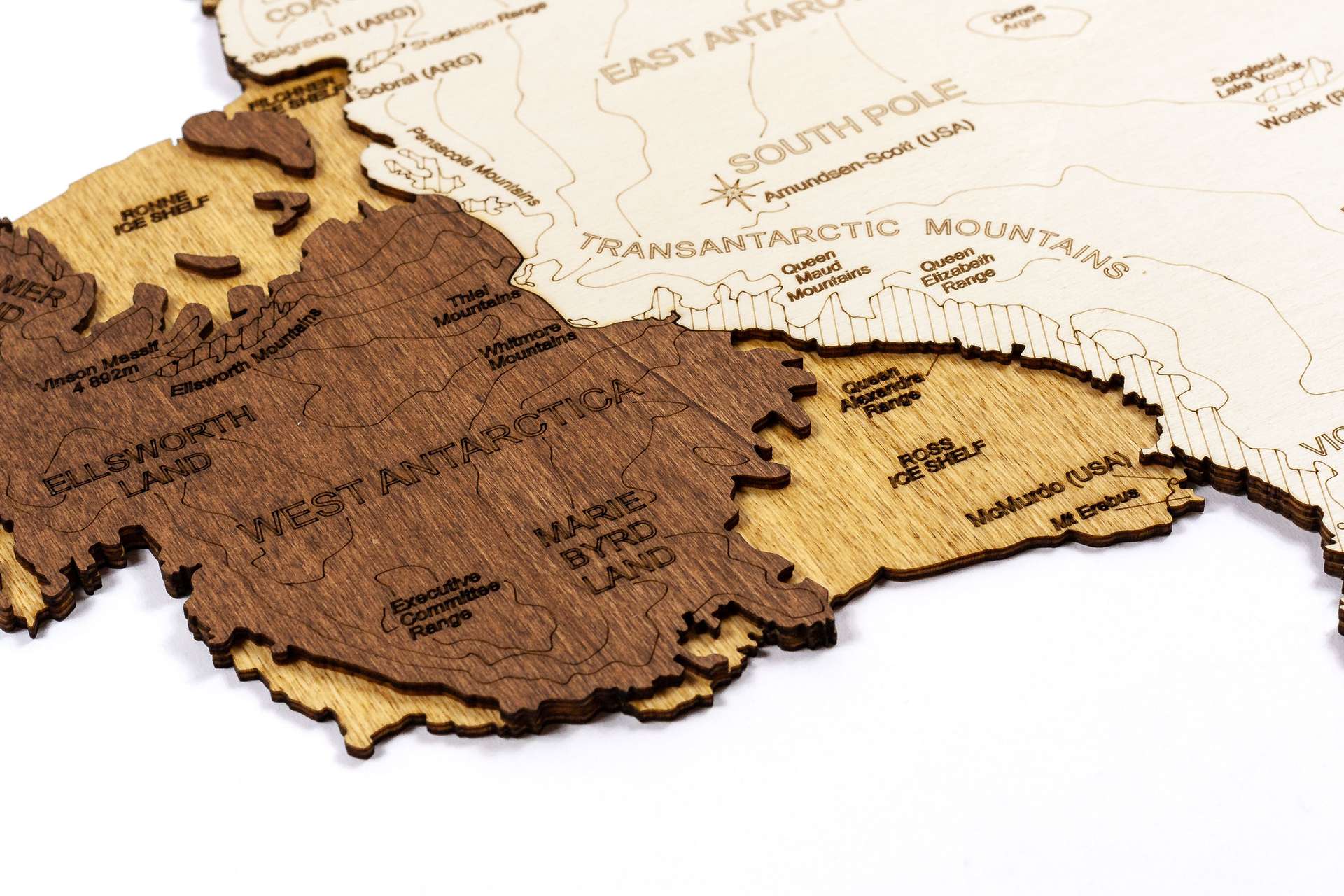 3D Wooden Map of Antarctica