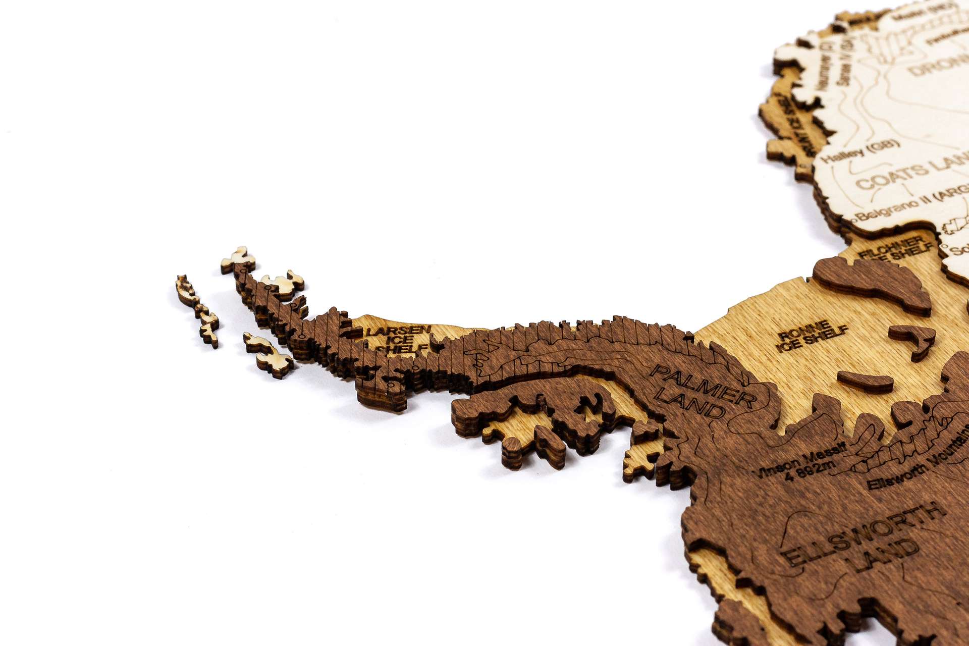 3D Wooden Map of Antarctica