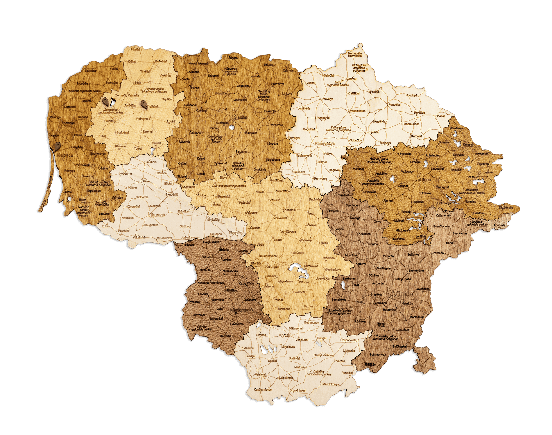 Lithuania Wooden Map