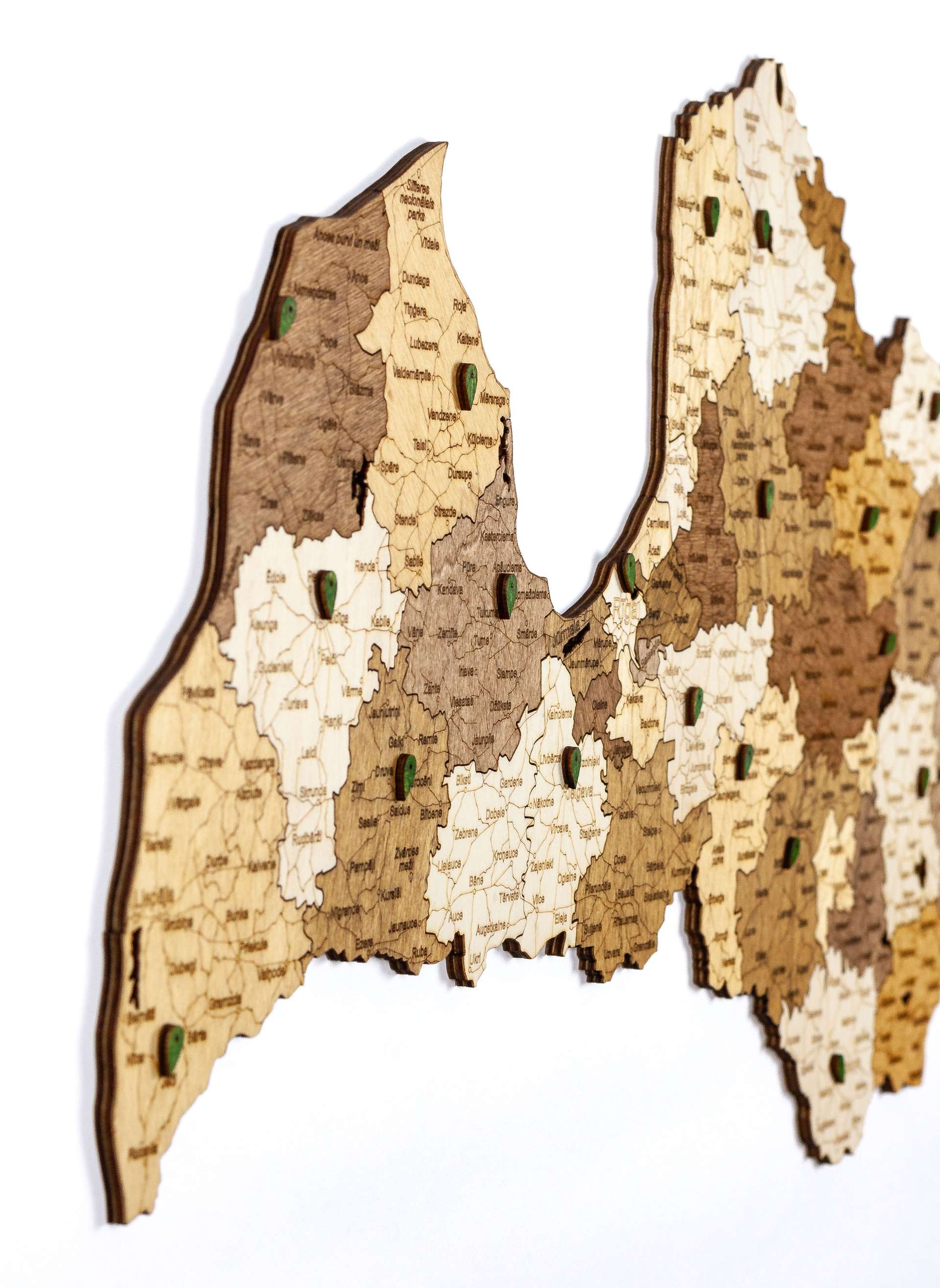Latvia Wooden Map