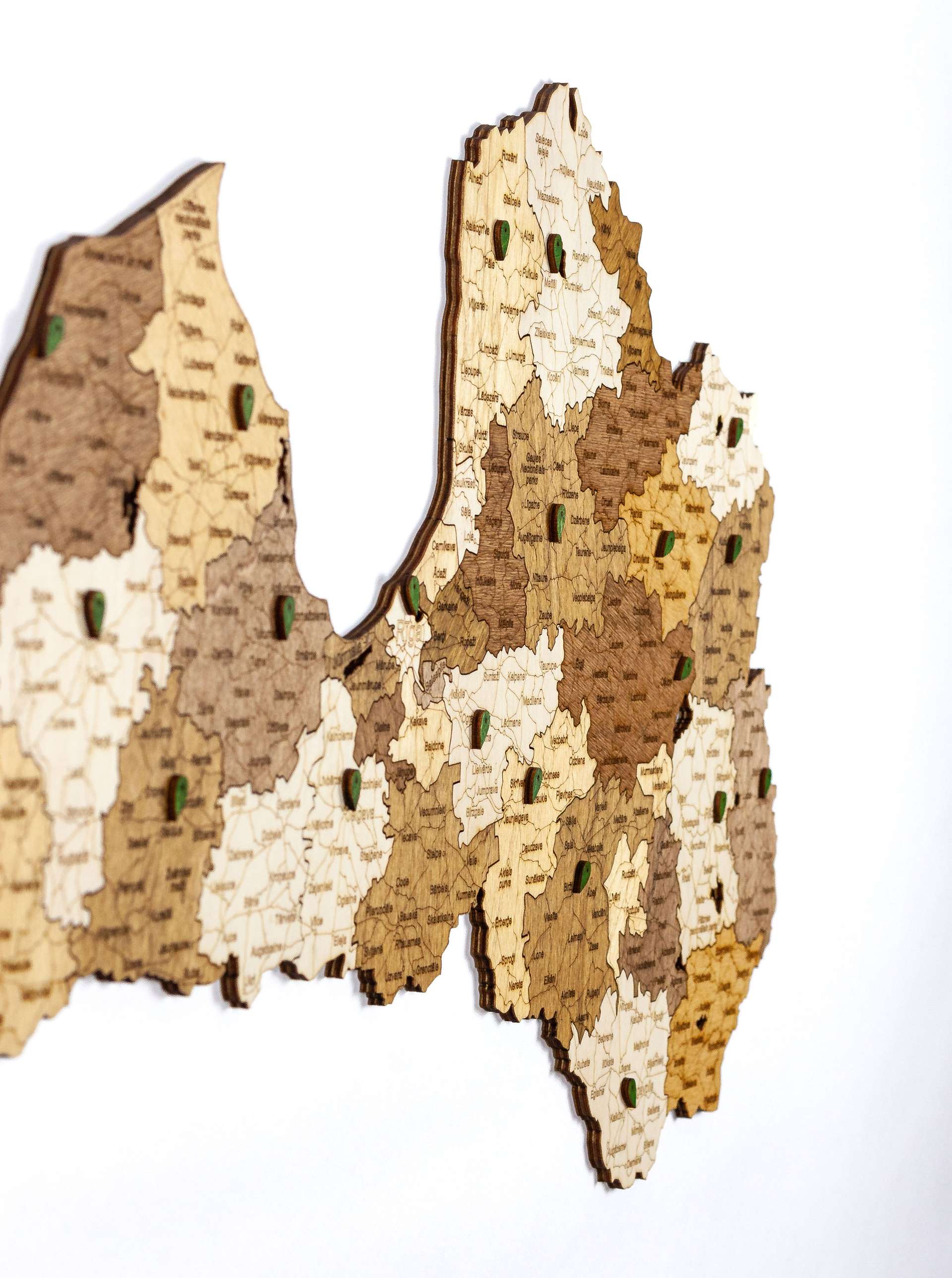 Latvia Wooden Map