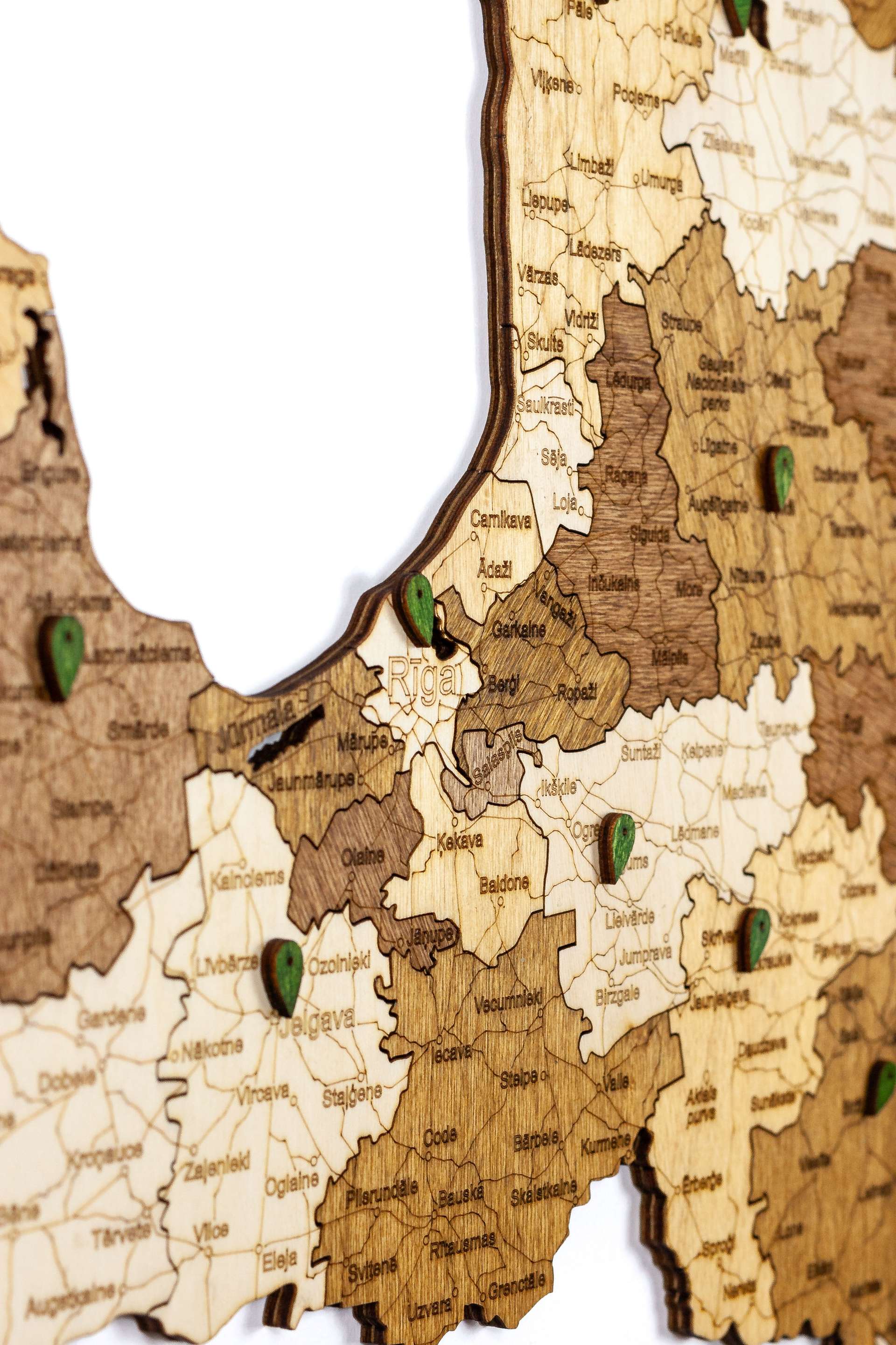 Latvia Wooden Map