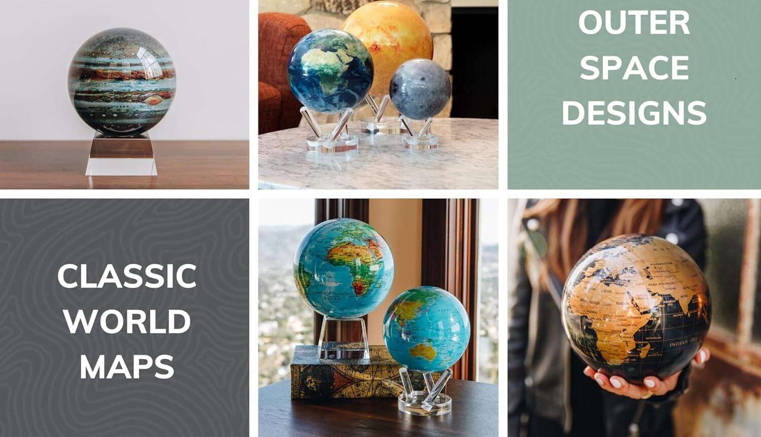 MOVA Blue Relief Map Self Rotating Globe