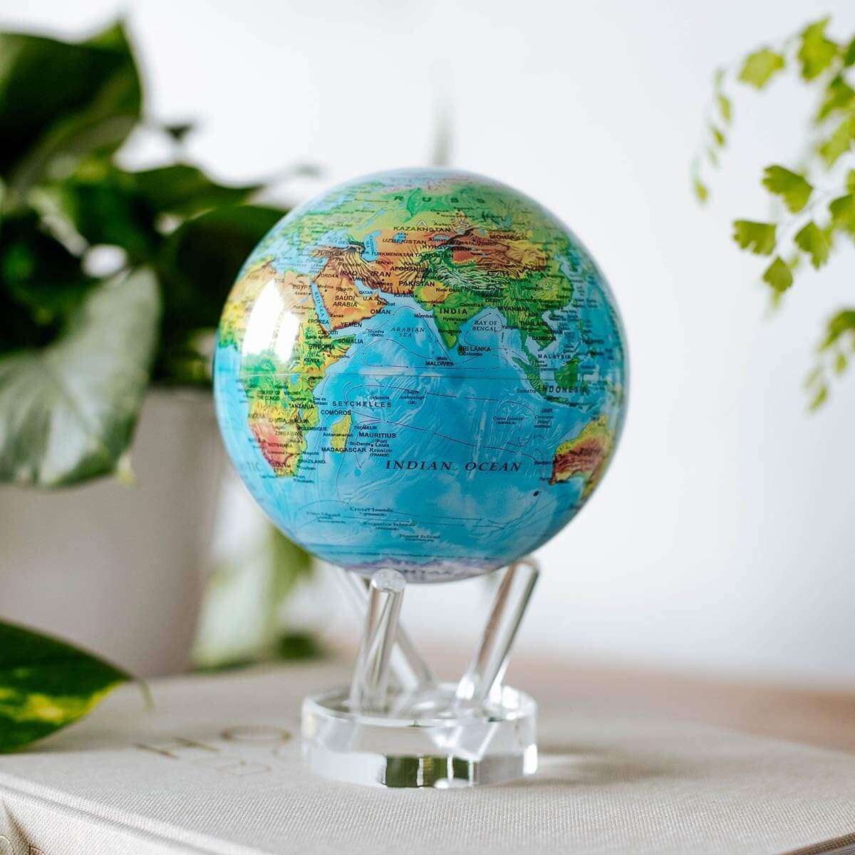 MOVA Blue Relief Map Self Rotating Globe
