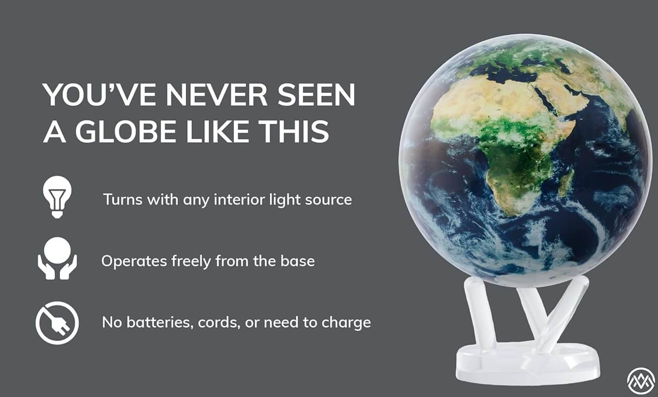 MOVA Blue Relief Map Self Rotating Globe