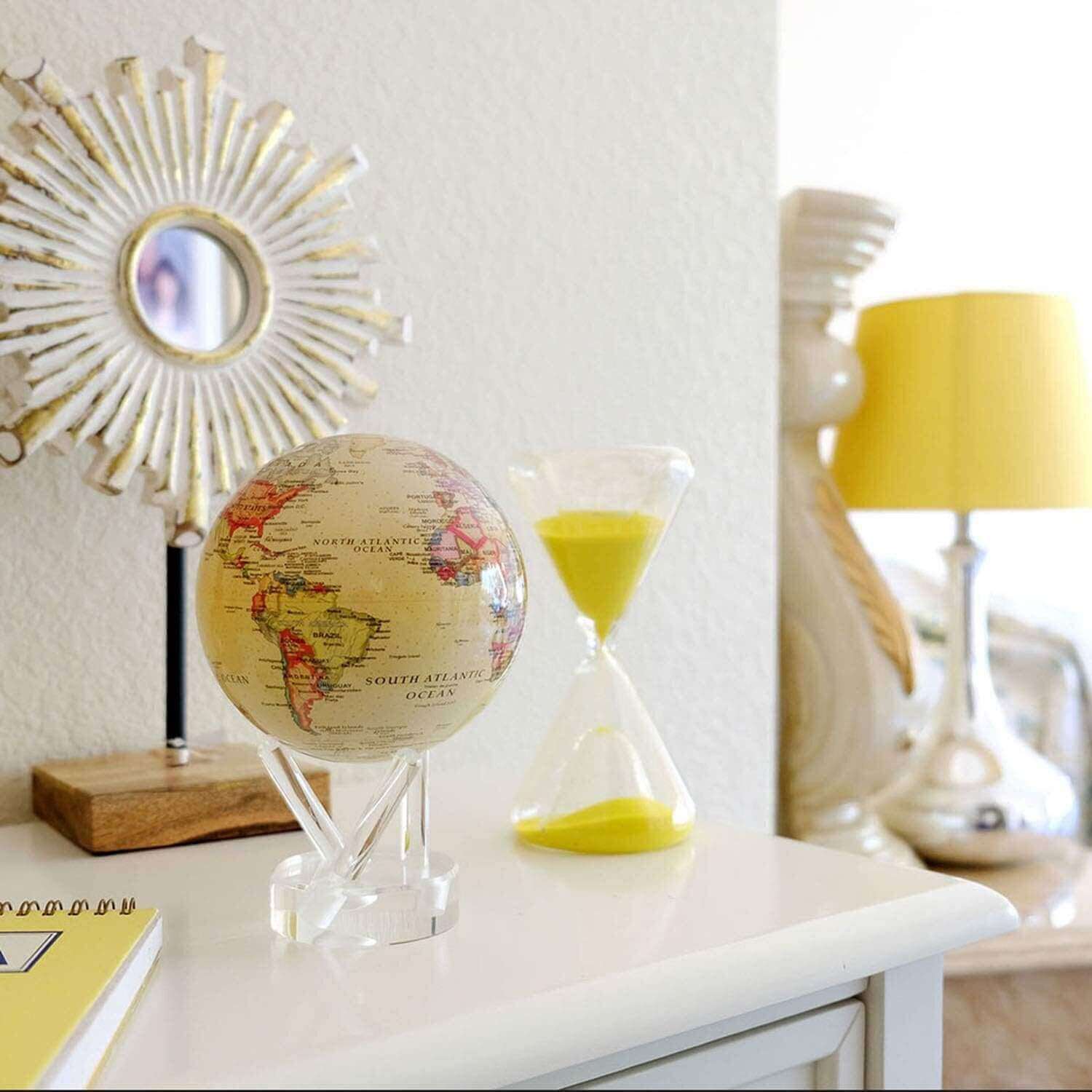 MOVA Yellow Political Map Self Rotating Magnetic Globe