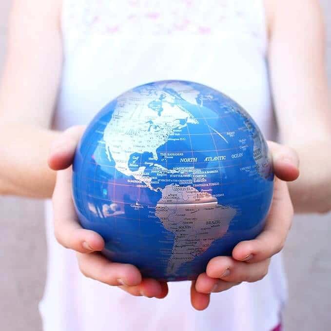 MOVA Metallic Blue and Silver Self Rotating Globe