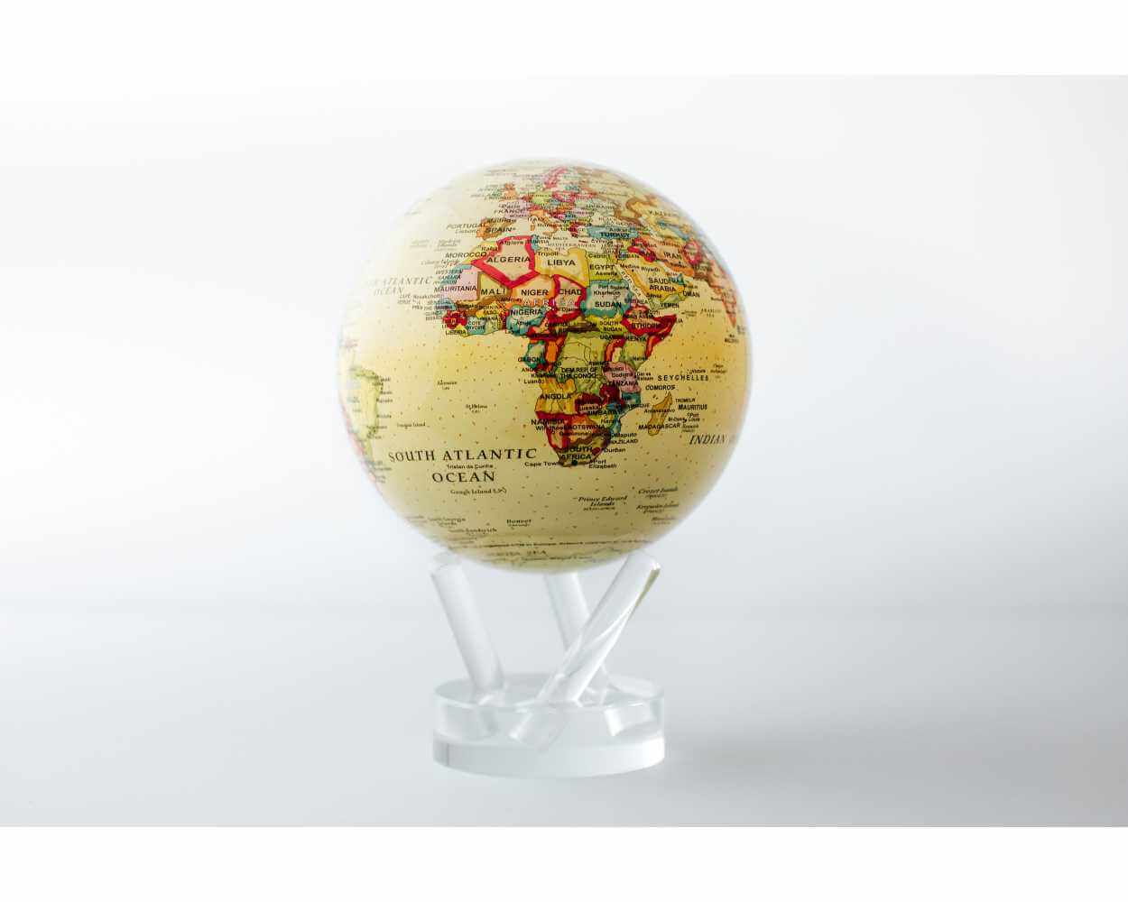 MOVA Yellow Political Map Self Rotating Magnetic Globe