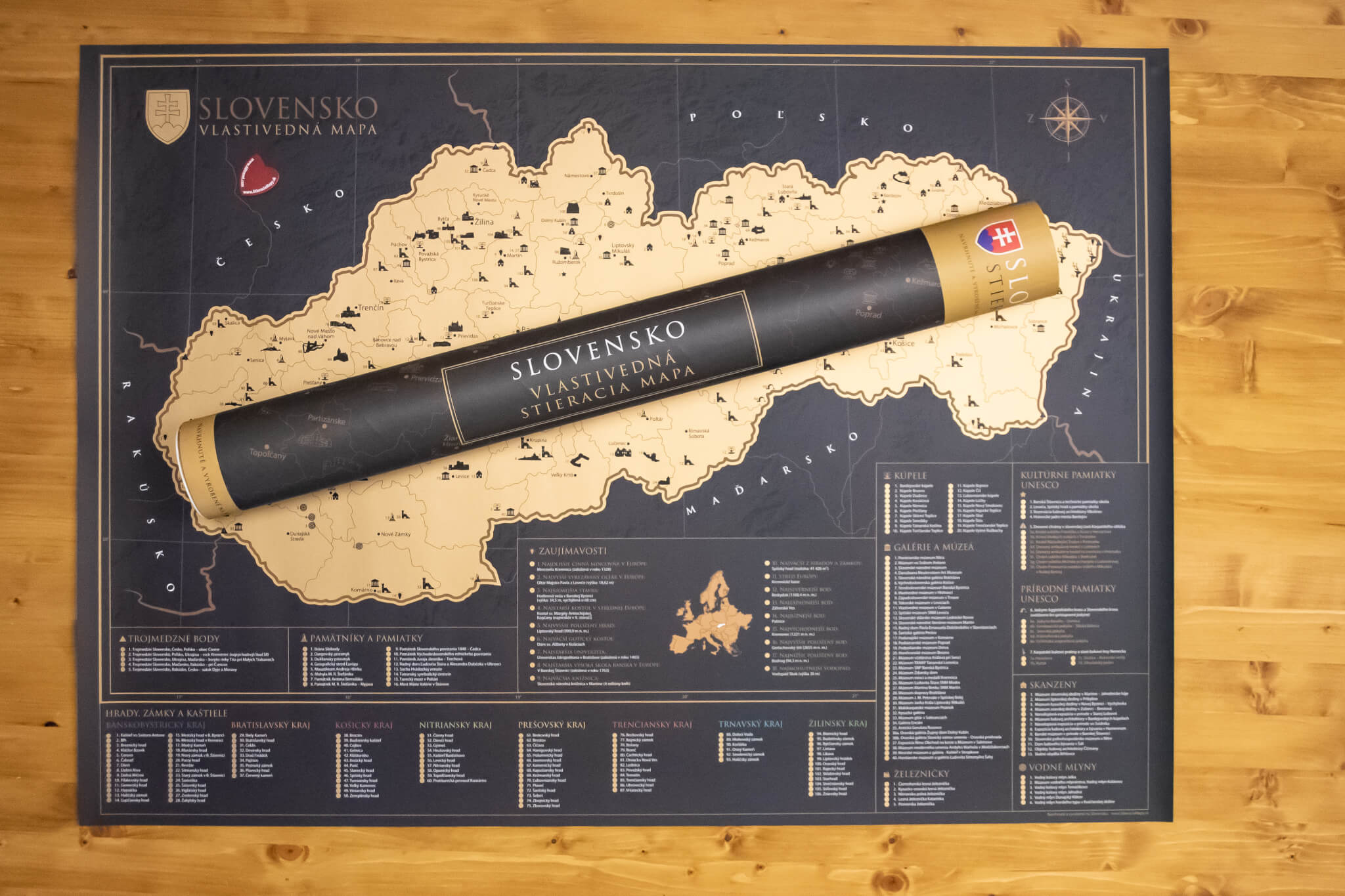 Scratch Map of Slovakia - Whole map with gift tube