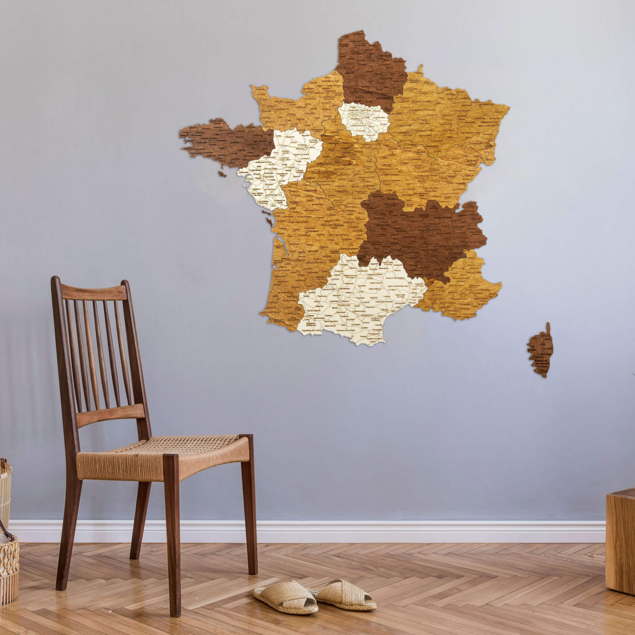 Wooden Map of France - 68travel