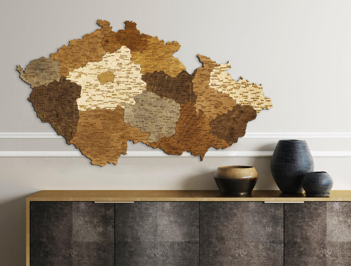 Wooden Map of the Czech Republic - 80x46 cm Wall Decoration