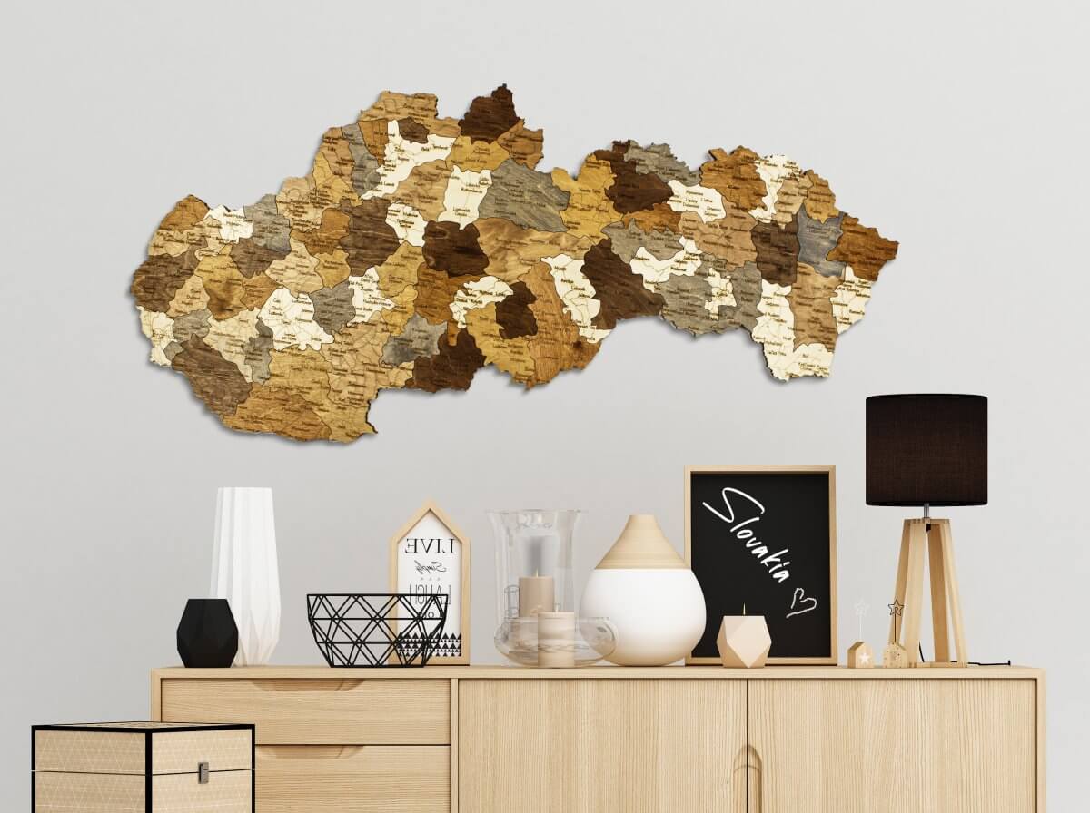 Wooden Map of Slovakia - 100x50 cm Wall Decoration