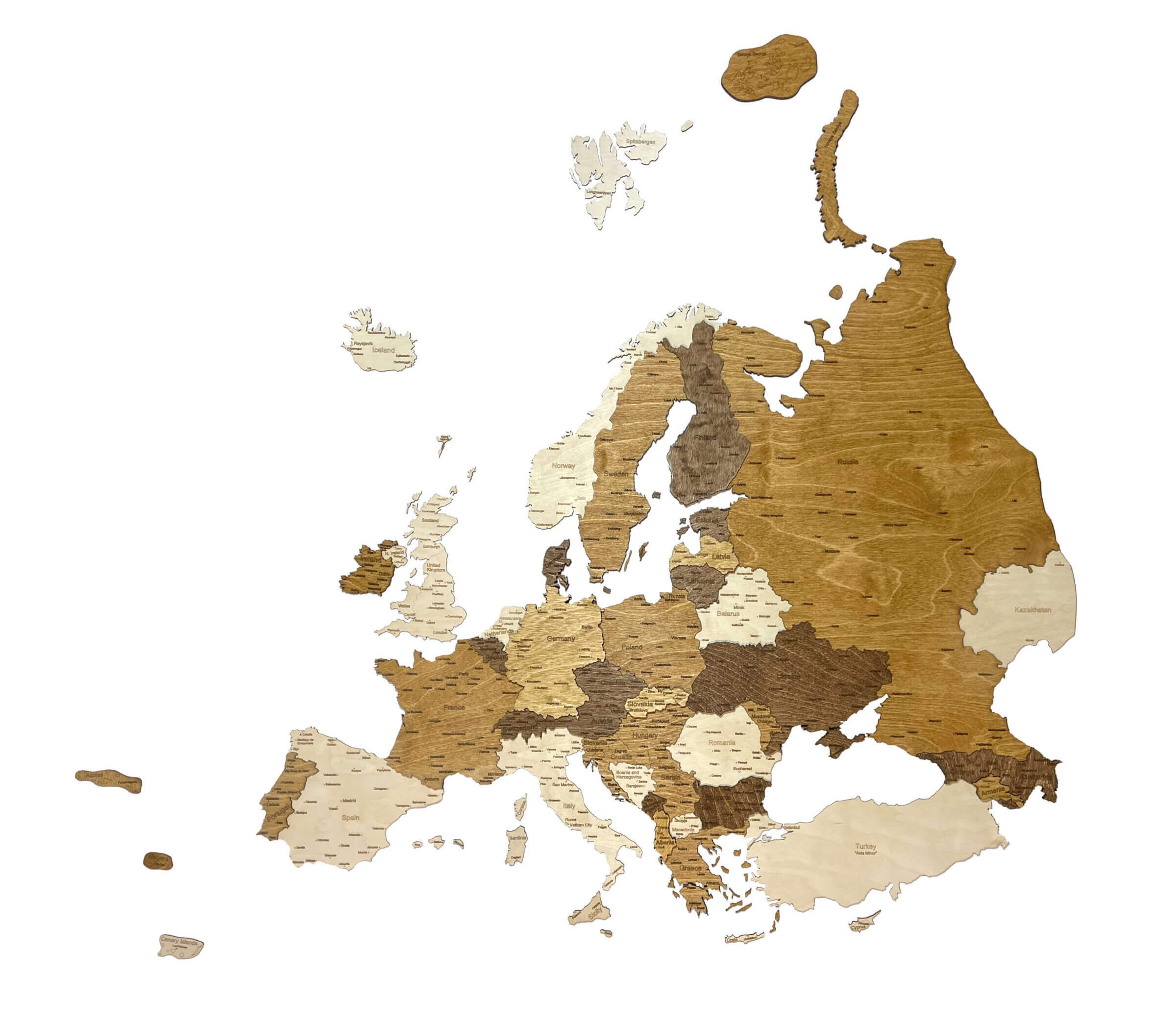 3D Wooden Map of Europe