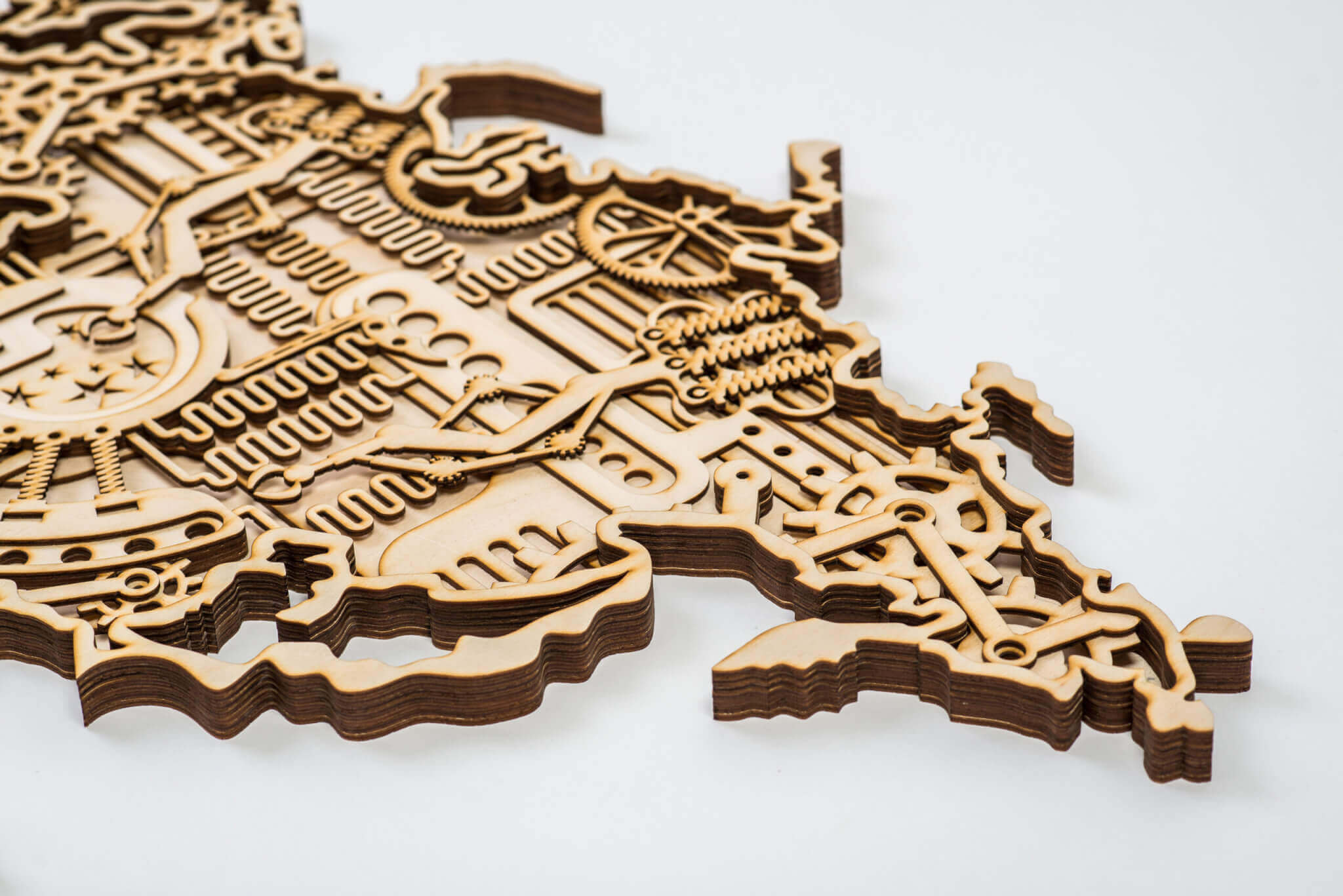 Industrial Wooden Map of the World - detail