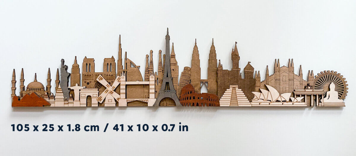 World Monuments and Attractions Wooden Panel