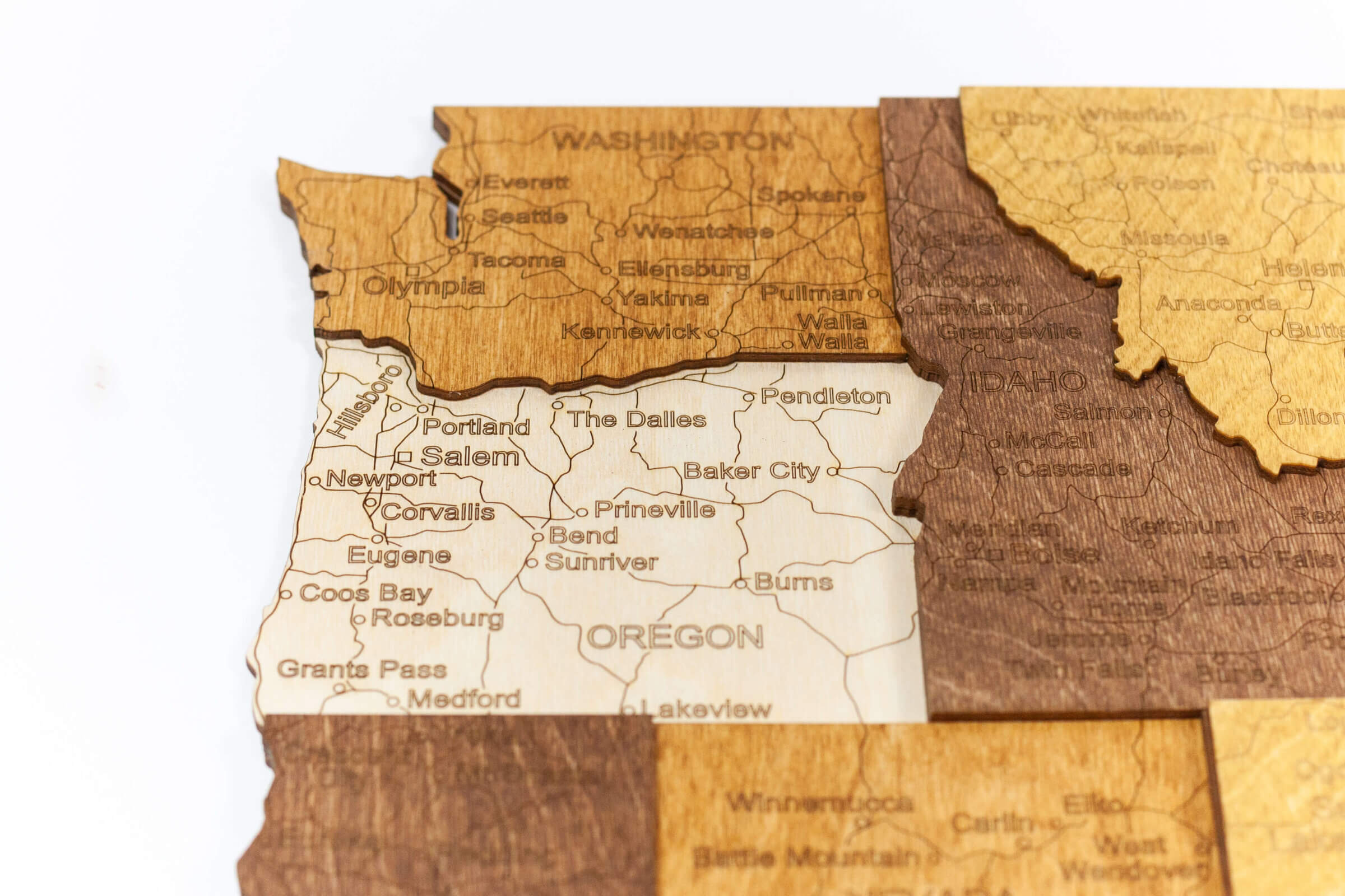 USA 3D Wooden Map