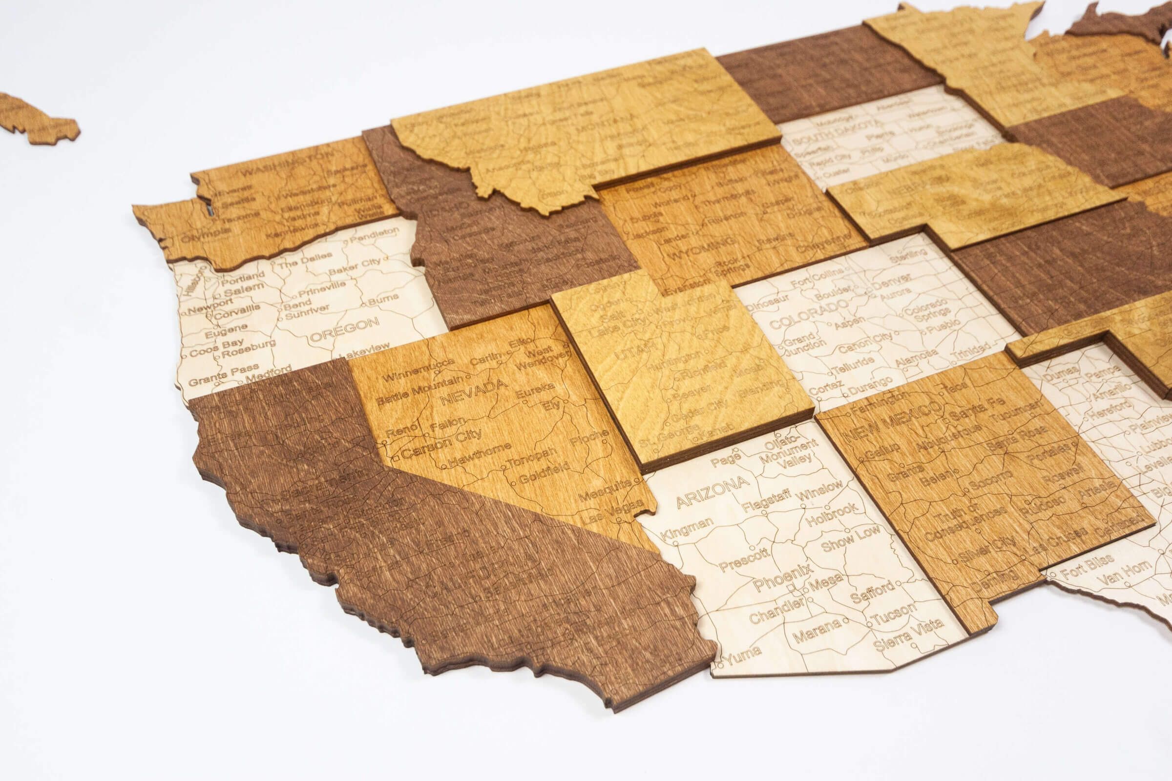 USA 3D Wooden Map