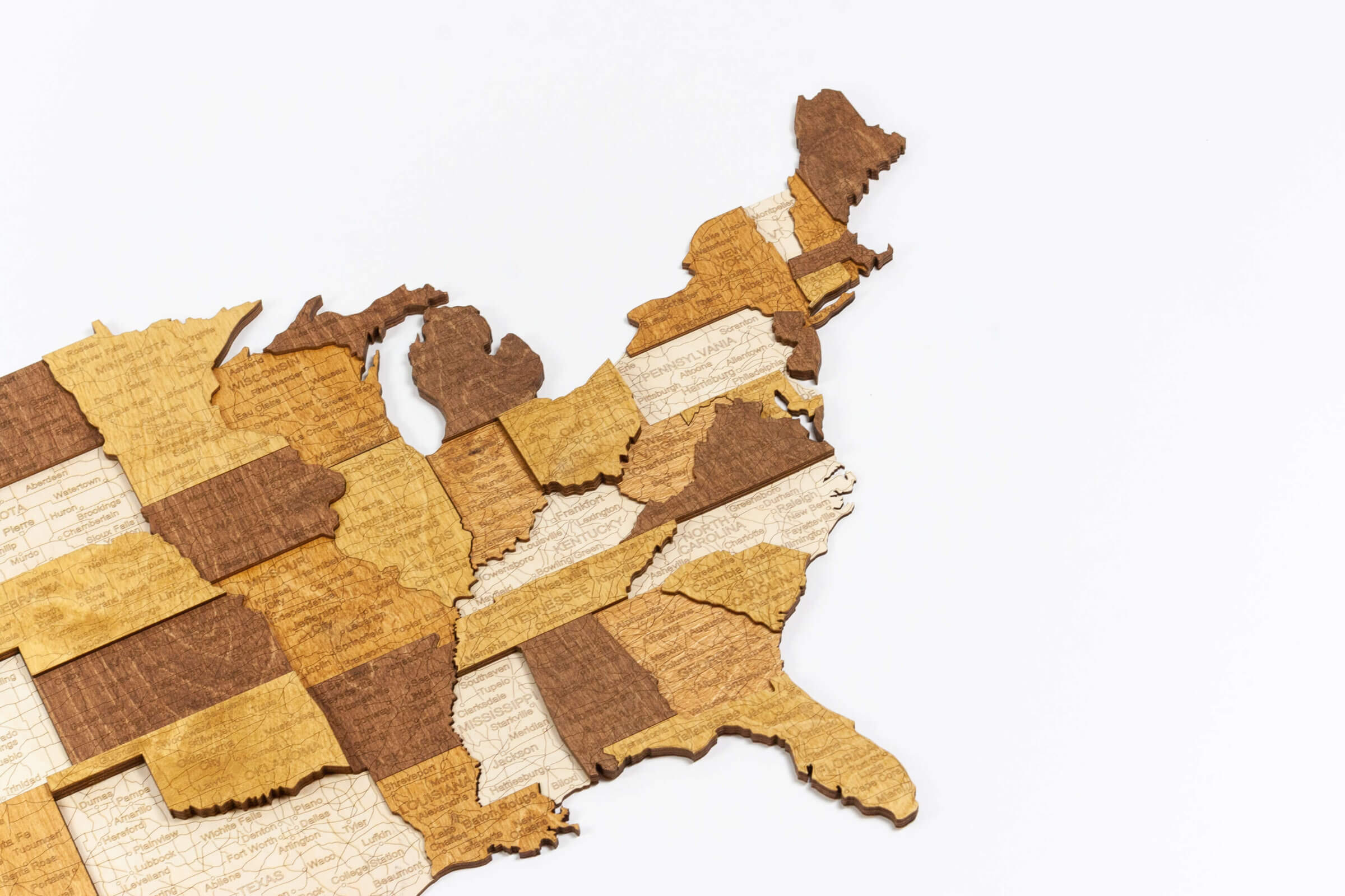 3D Wooden USA Map