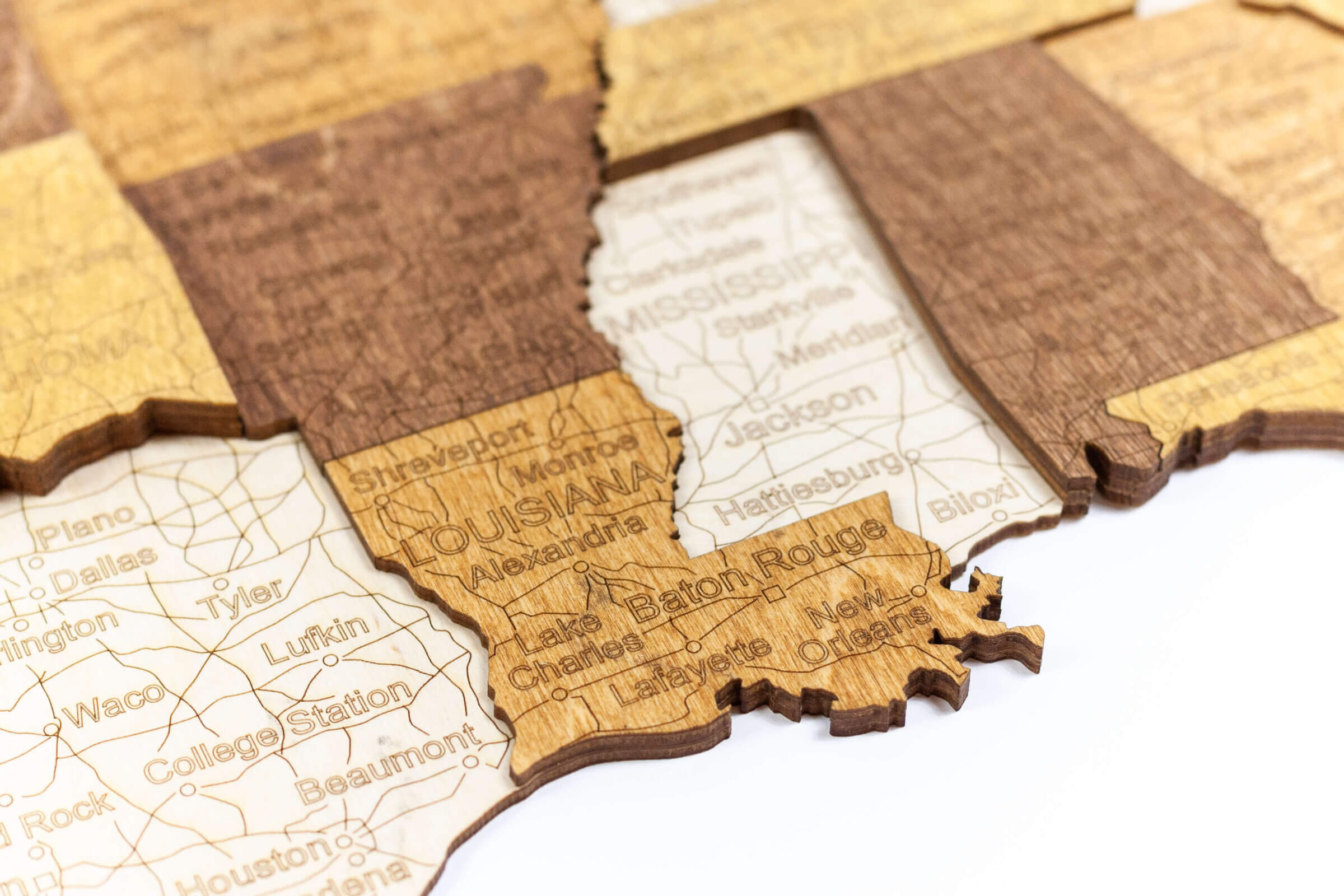 USA 3D Wooden Map