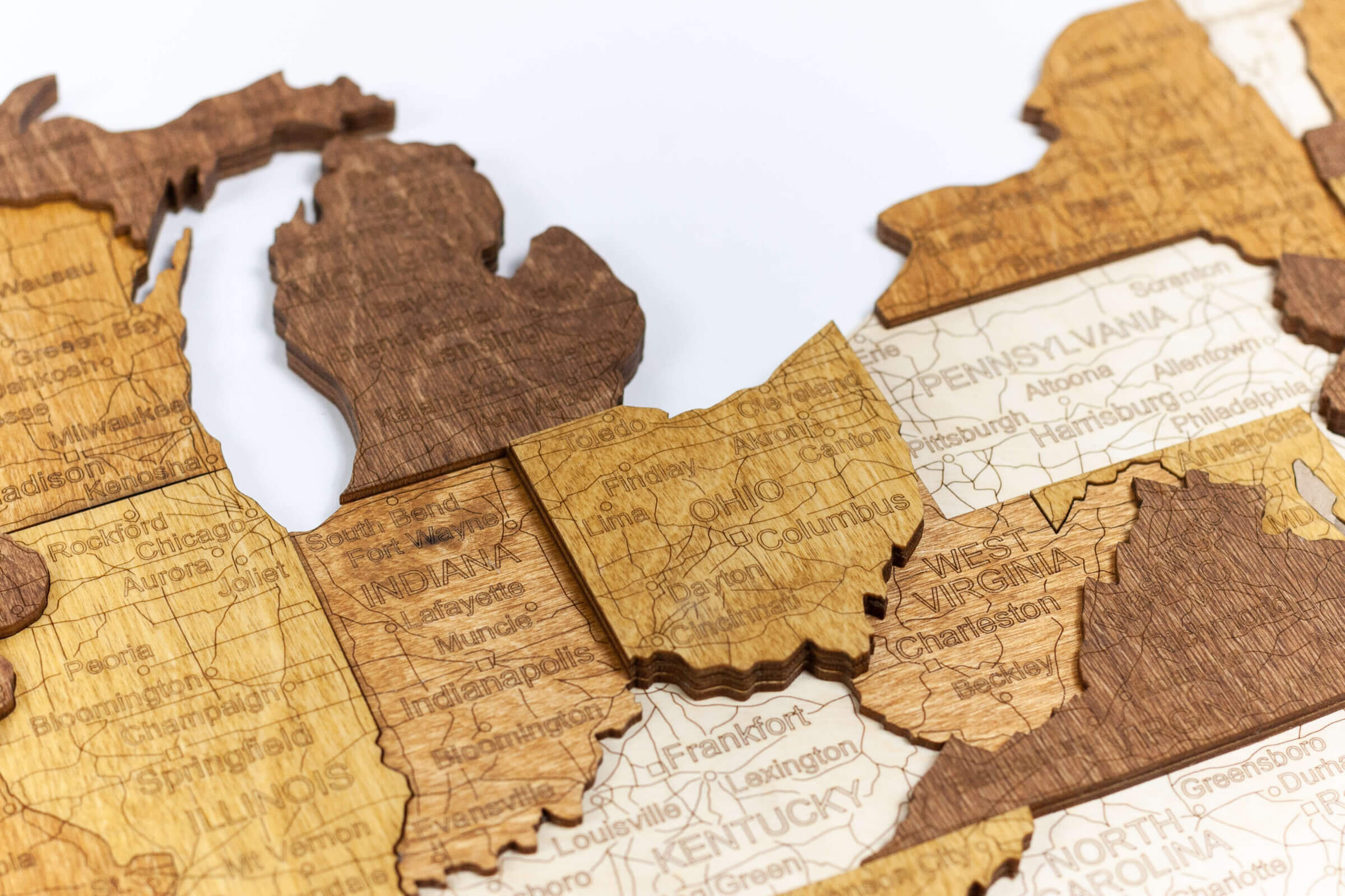 USA 3D Wooden Map