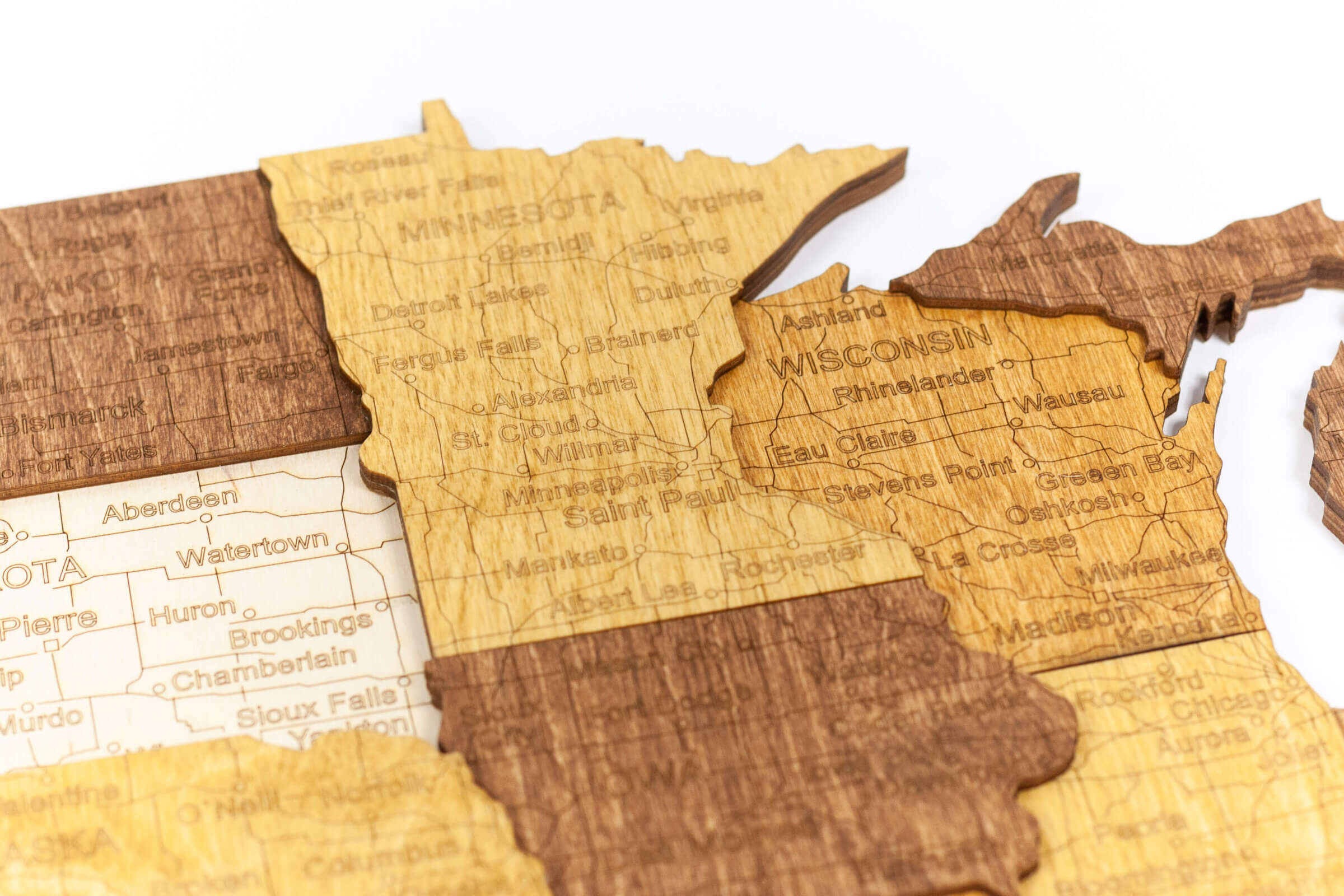 USA 3D Wooden Map