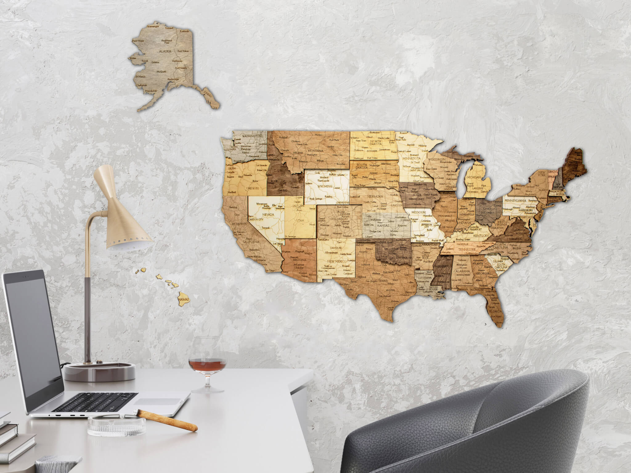 3D Wooden Map of the USA 68travel - Wooden Map USA 02 New Scaled
