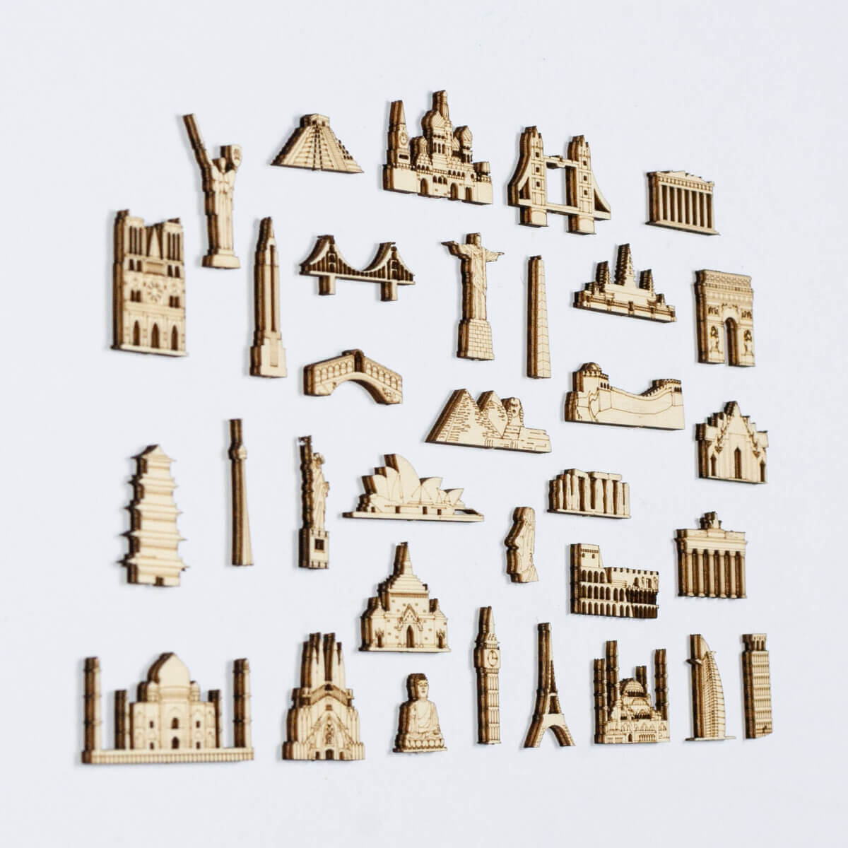 Wooden Mini Landmarks (stickable)
